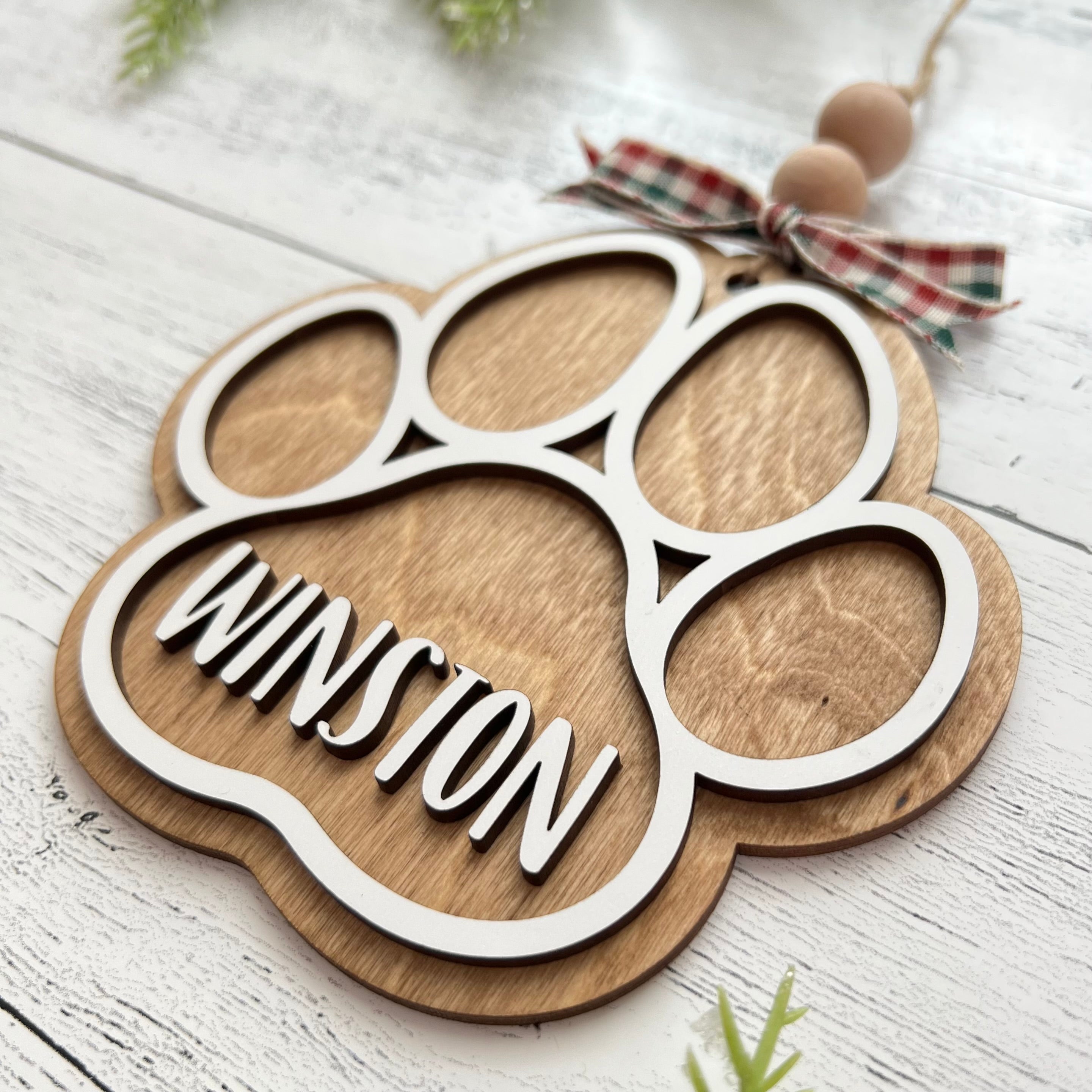 Pet Name Paw Print Ornament