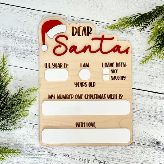 Dear Santa Dry Erase Sign