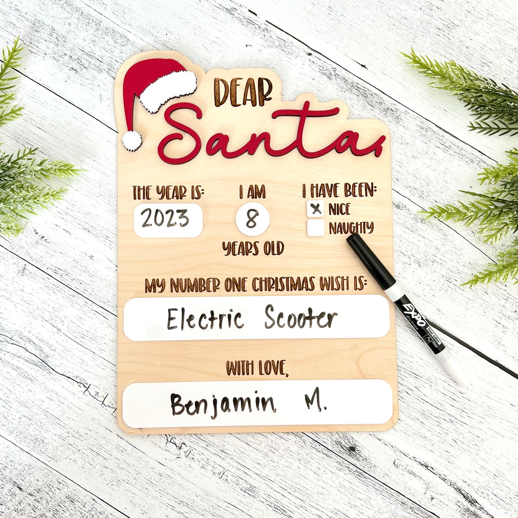 Dear Santa Dry Erase Sign
