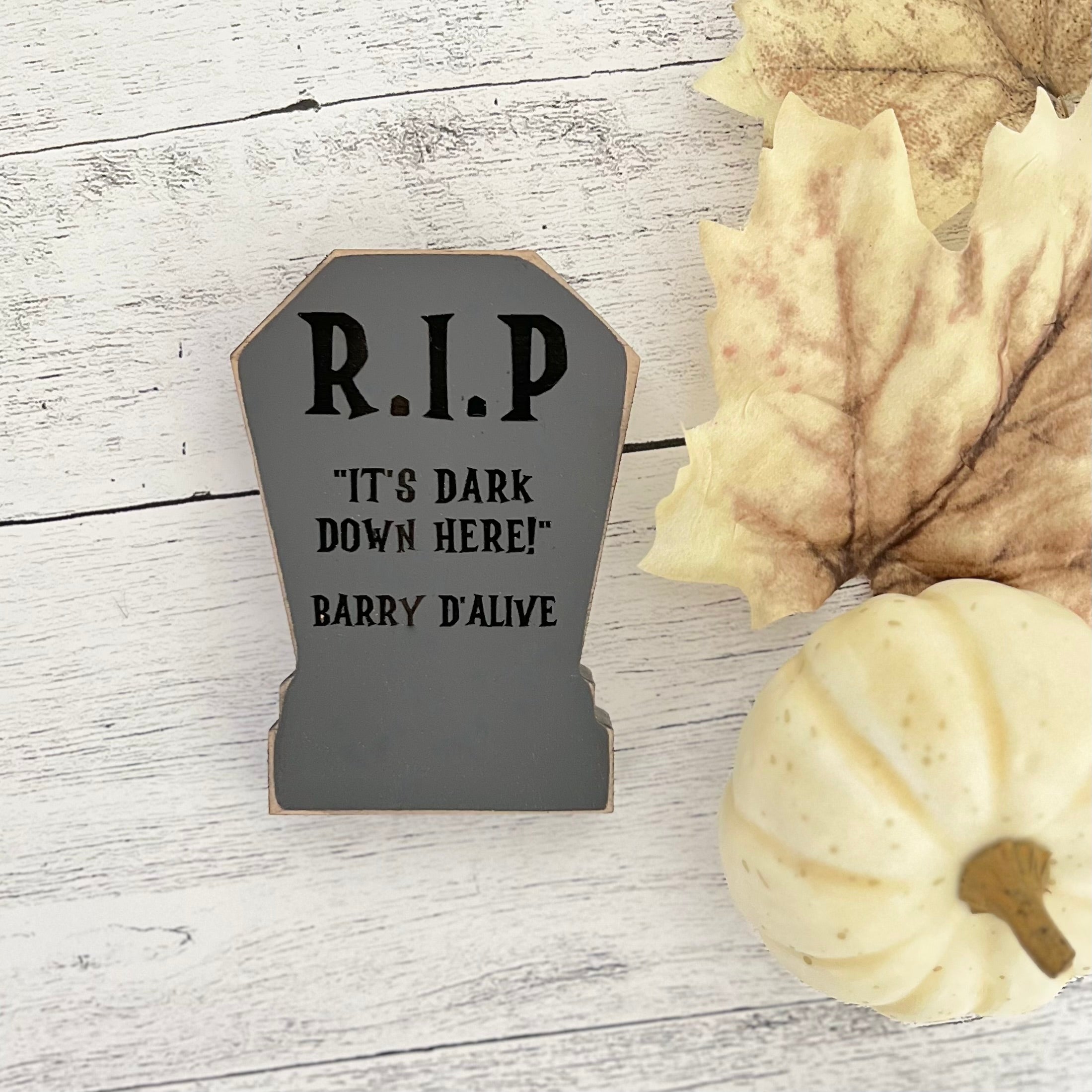 Chunky Wooden Funny Tombstone Shelf Sitters