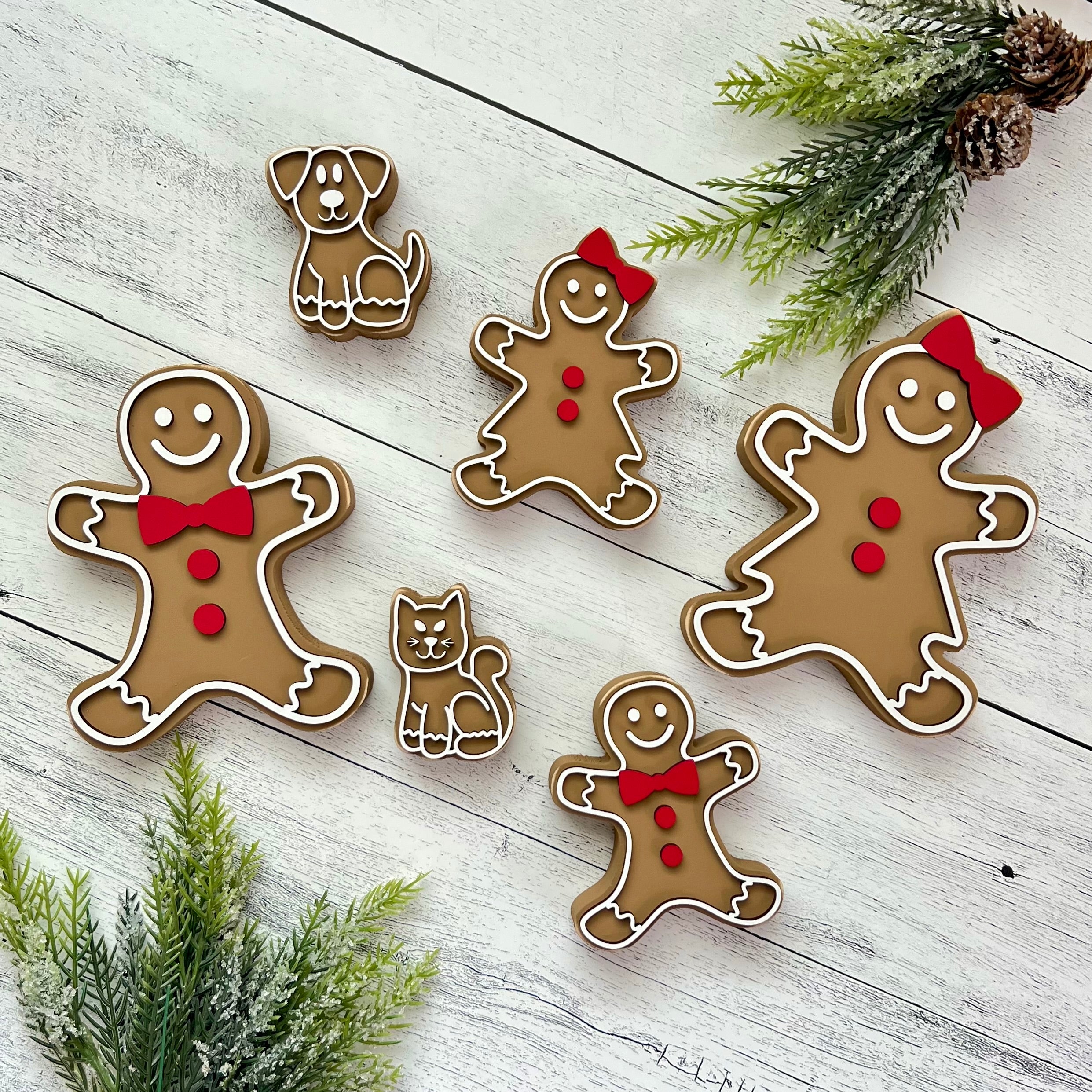 Chunky Wooden Gingerbread Family Shelf Sitter