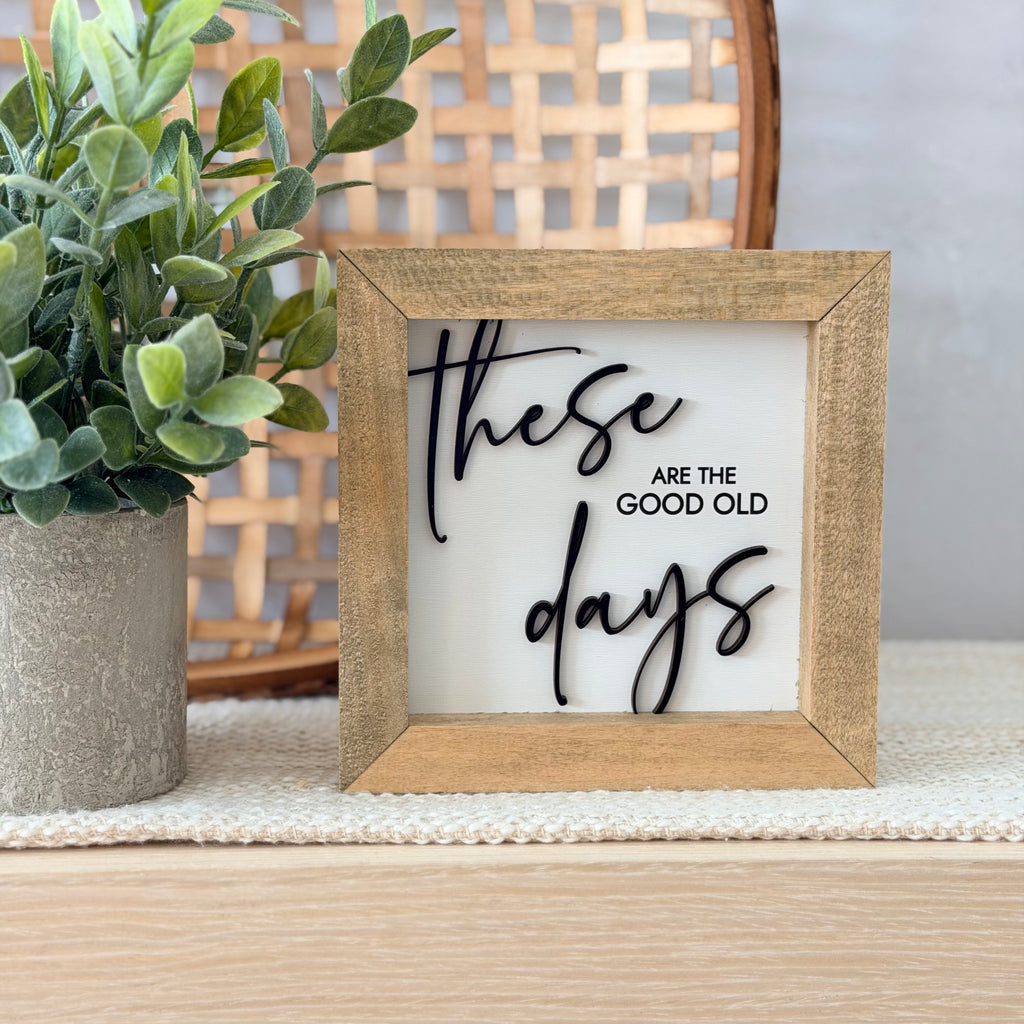 These Are the Good Old Days Wooden Framed Sign