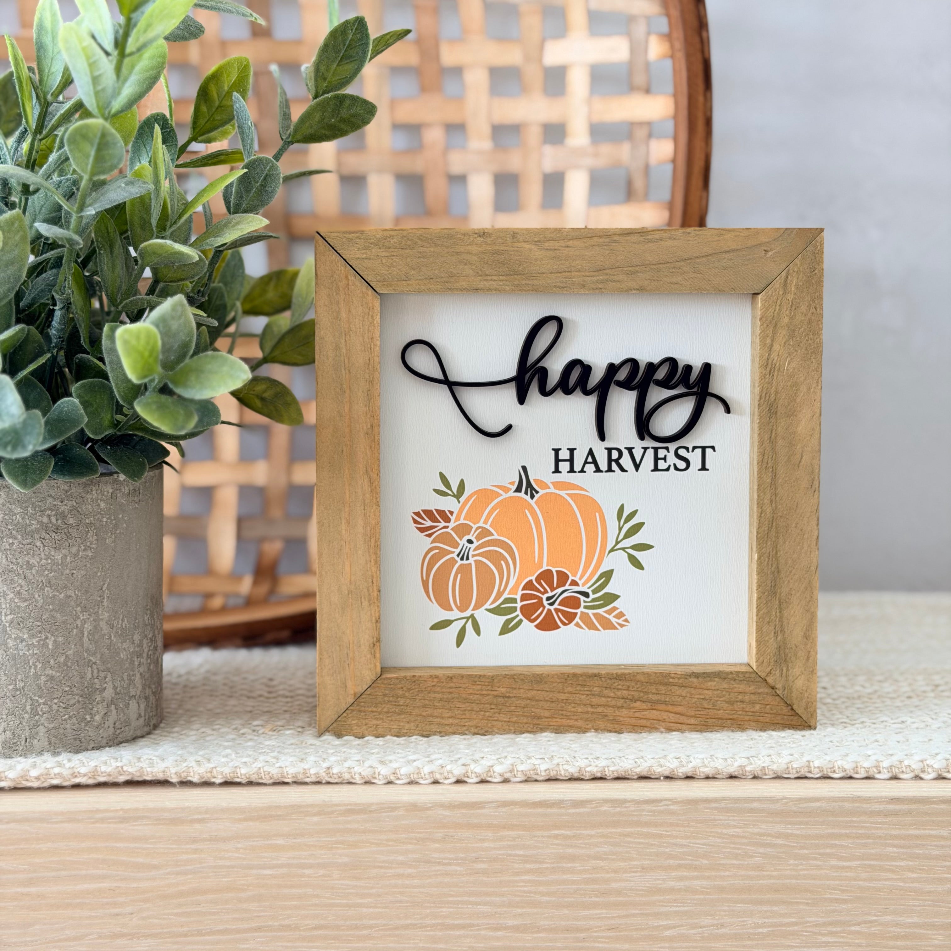 Happy Harvest Wooden Framed Sign
