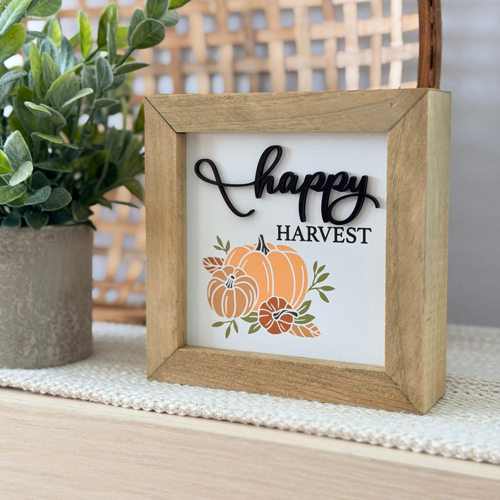 Happy Harvest Wooden Framed Sign