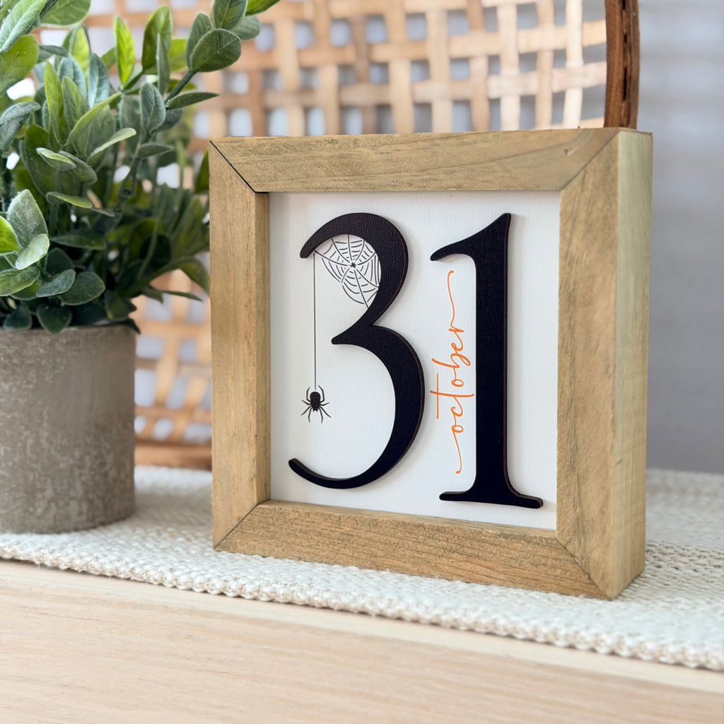 October 31 Halloween Wooden Framed Sign