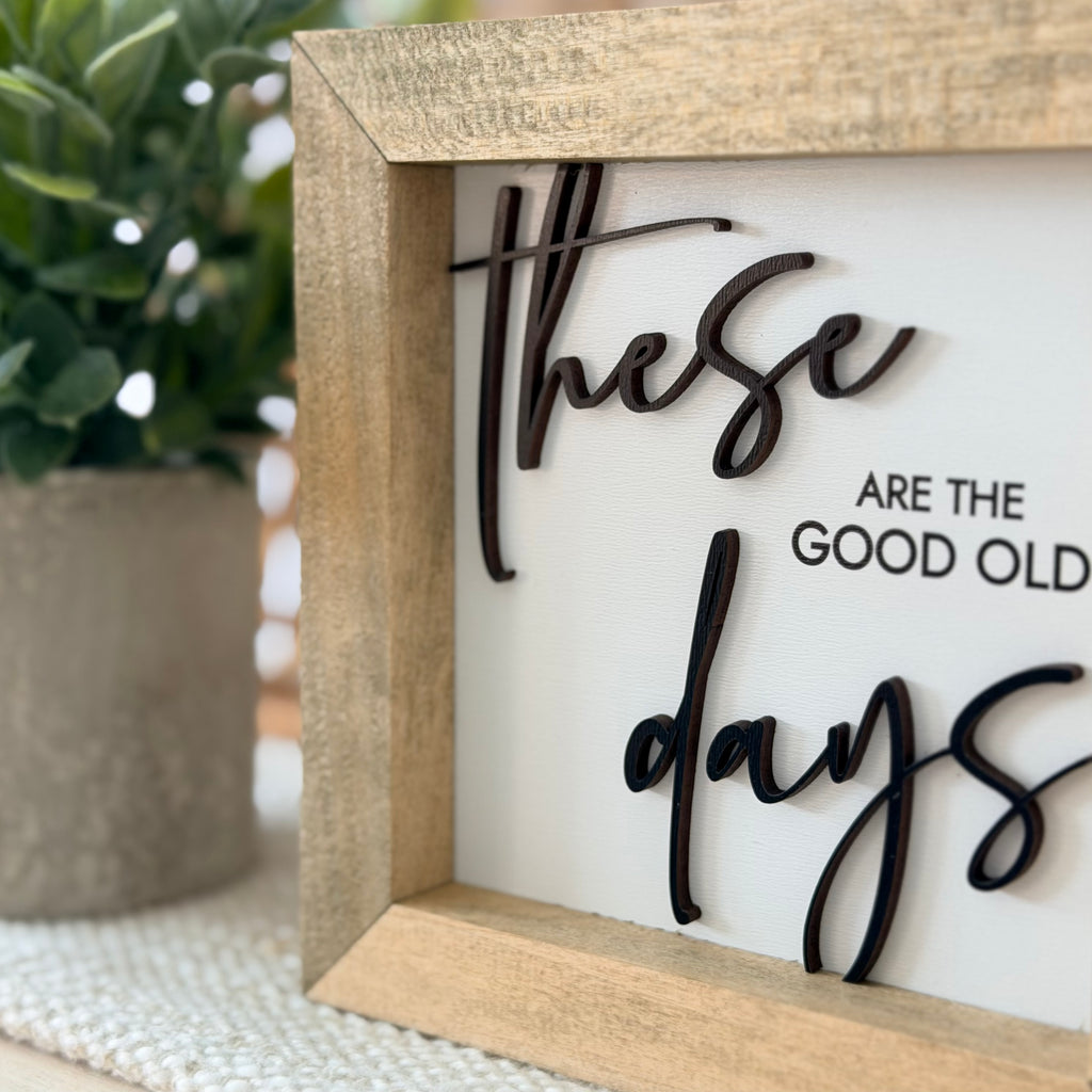 These Are the Good Old Days Wooden Framed Sign