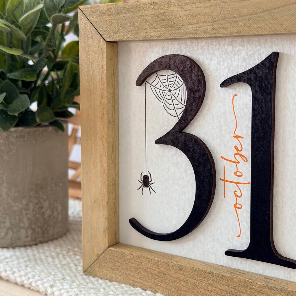 October 31 Halloween Wooden Framed Sign