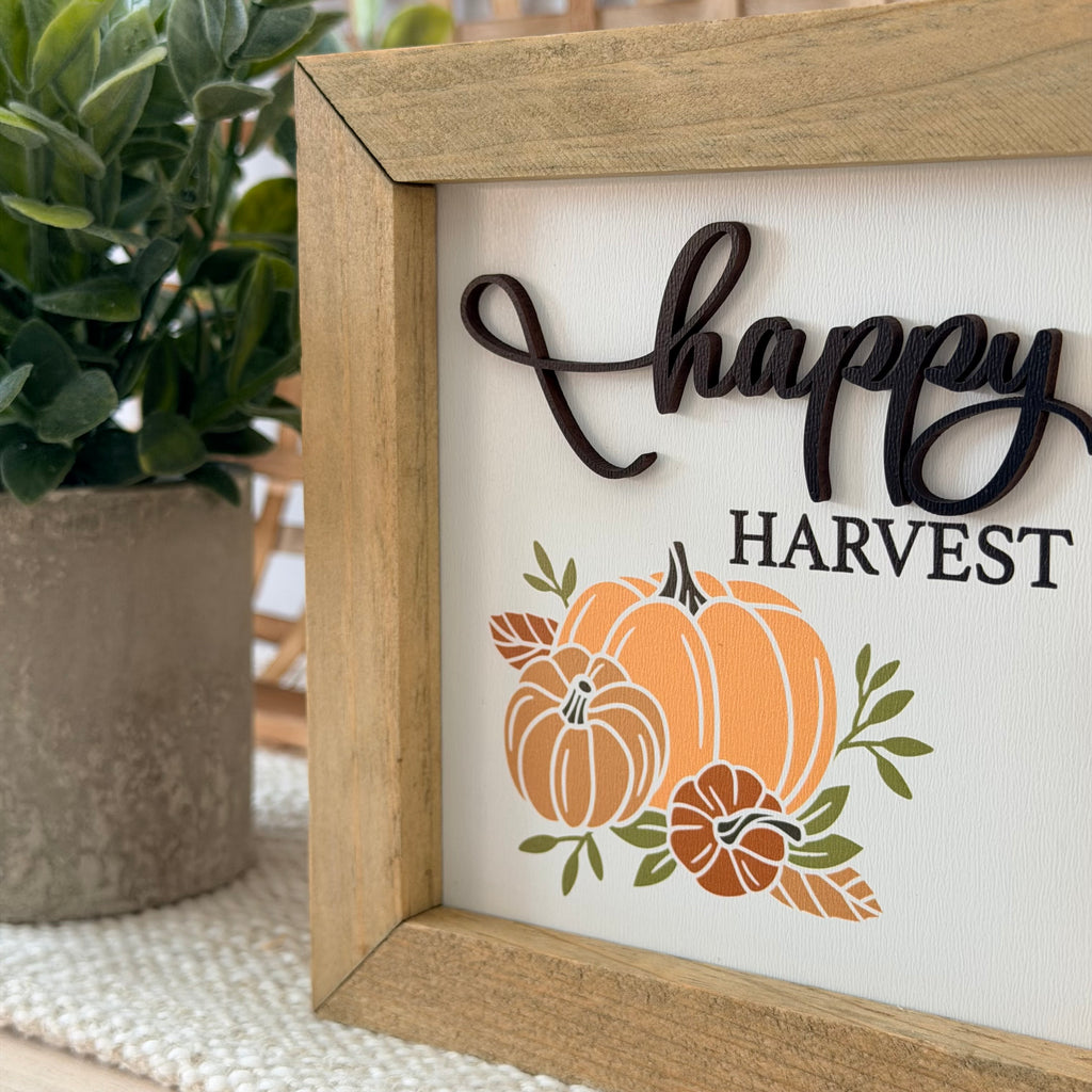 Happy Harvest Wooden Framed Sign