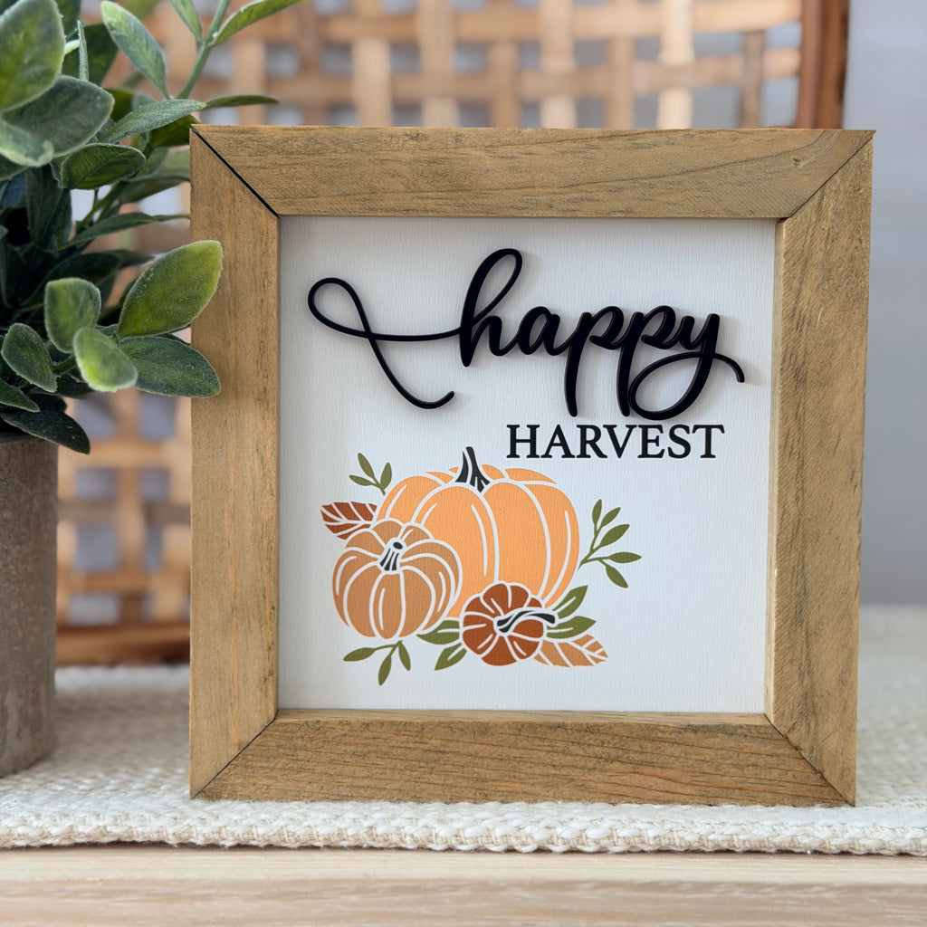 Happy Harvest Wooden Framed Sign