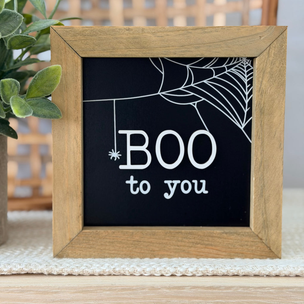 Boo To You Halloween Wooden Framed Sign