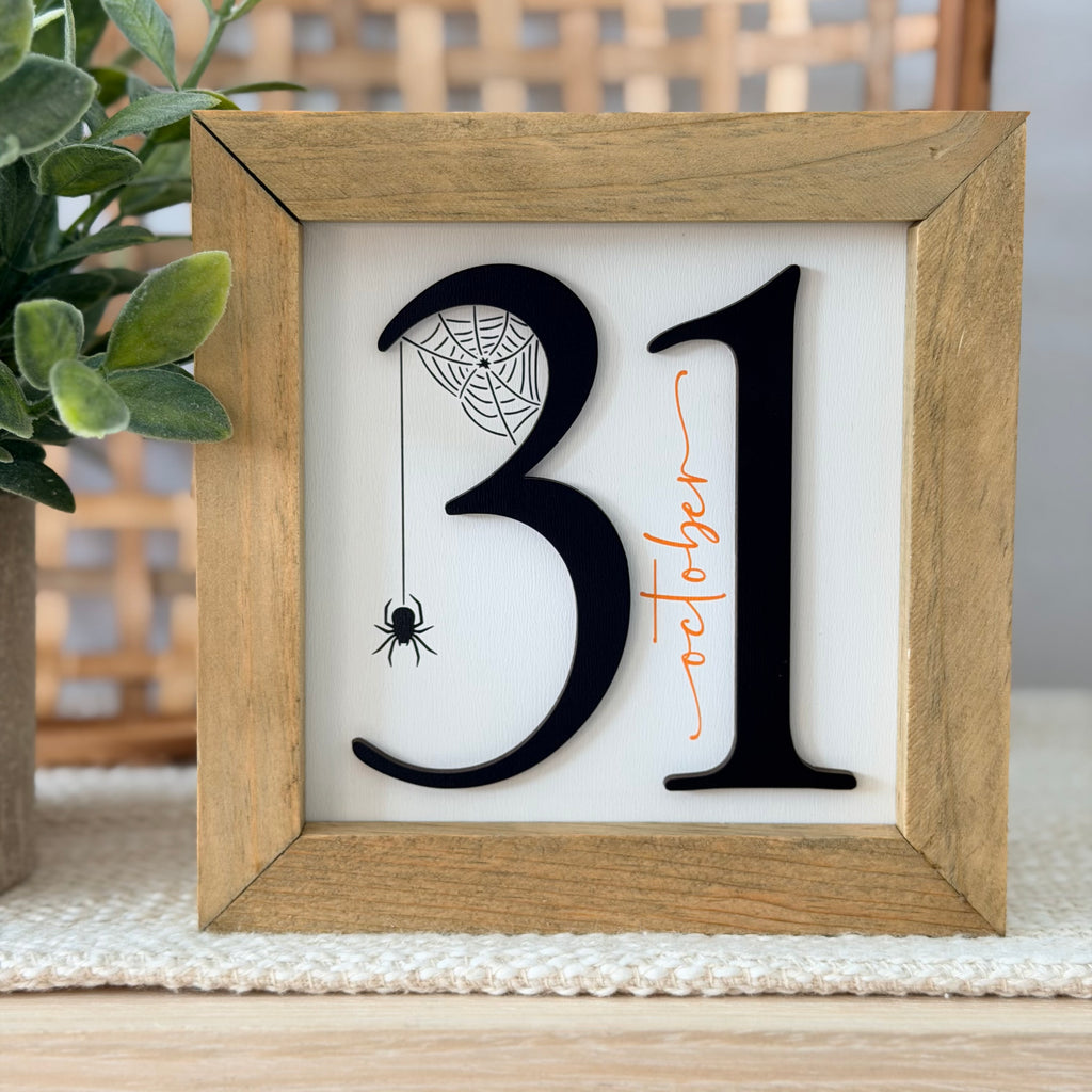 October 31 Halloween Wooden Framed Sign