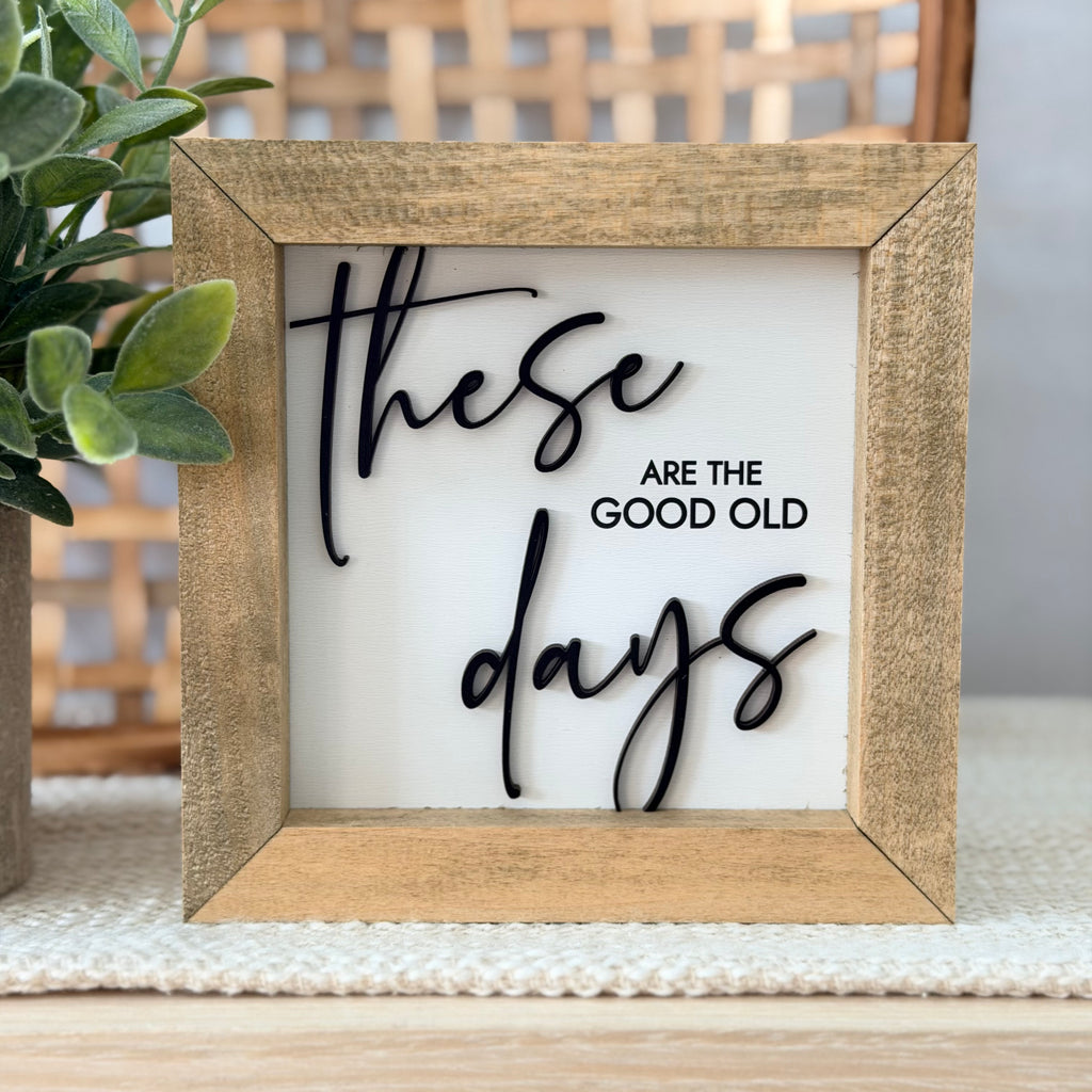 These Are the Good Old Days Wooden Framed Sign