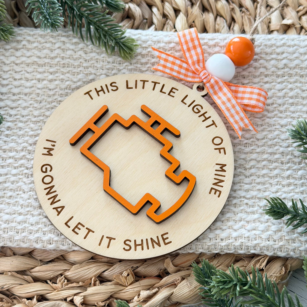 This Little Light Of Mine Check Engine Christmas Ornament