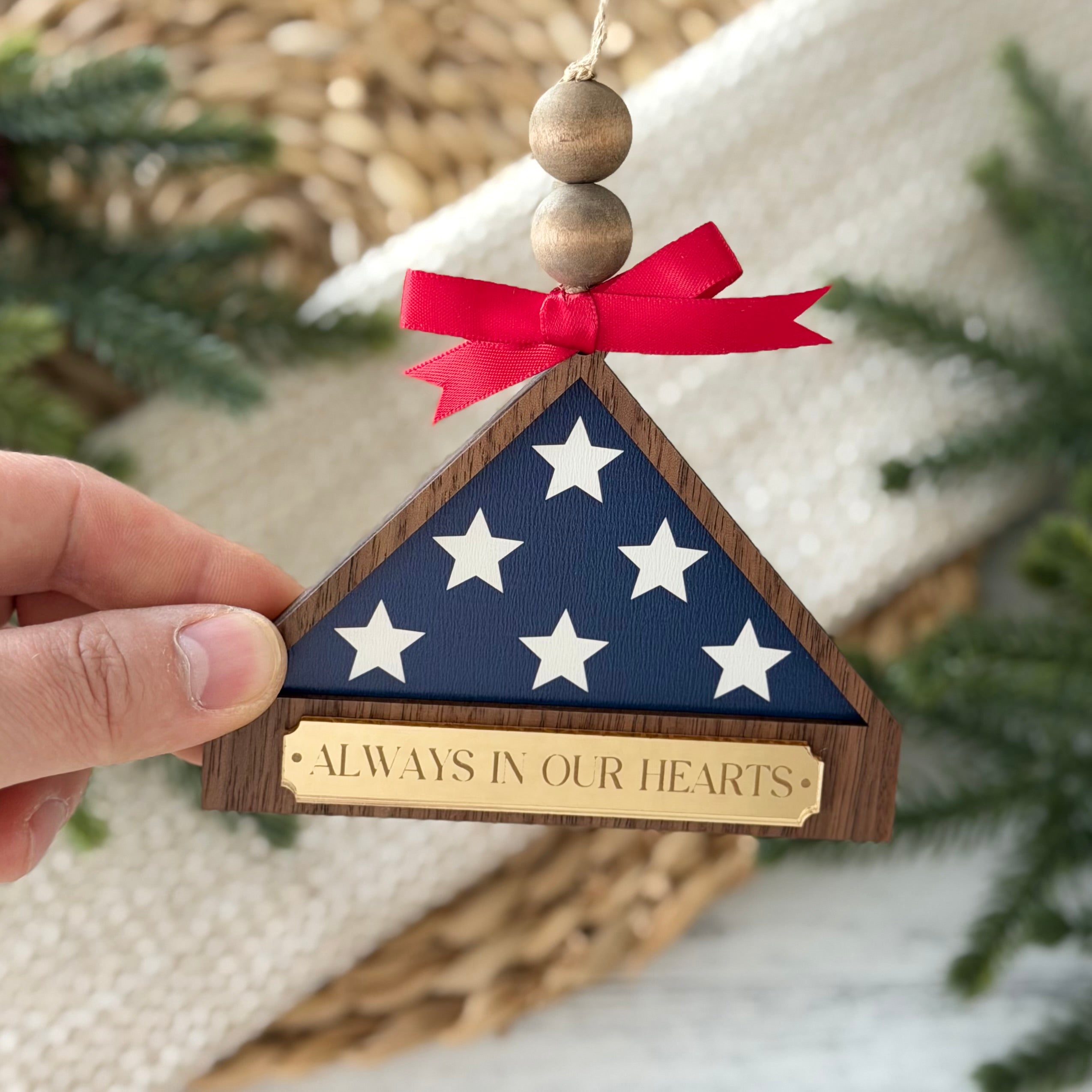 Always In Our Hearts Veteran Memorial Christmas Ornament