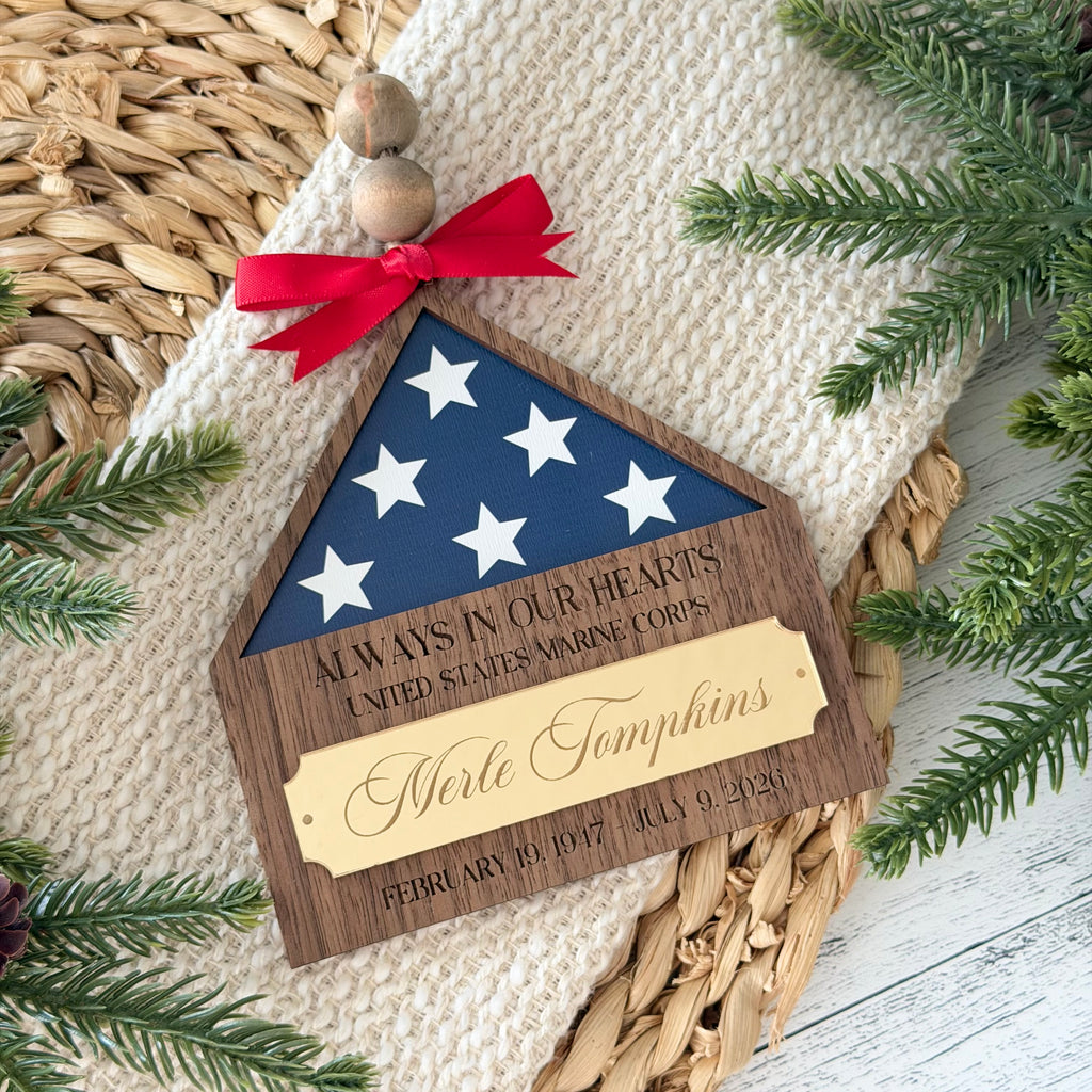 Personalized Military Memorial Christmas Ornament