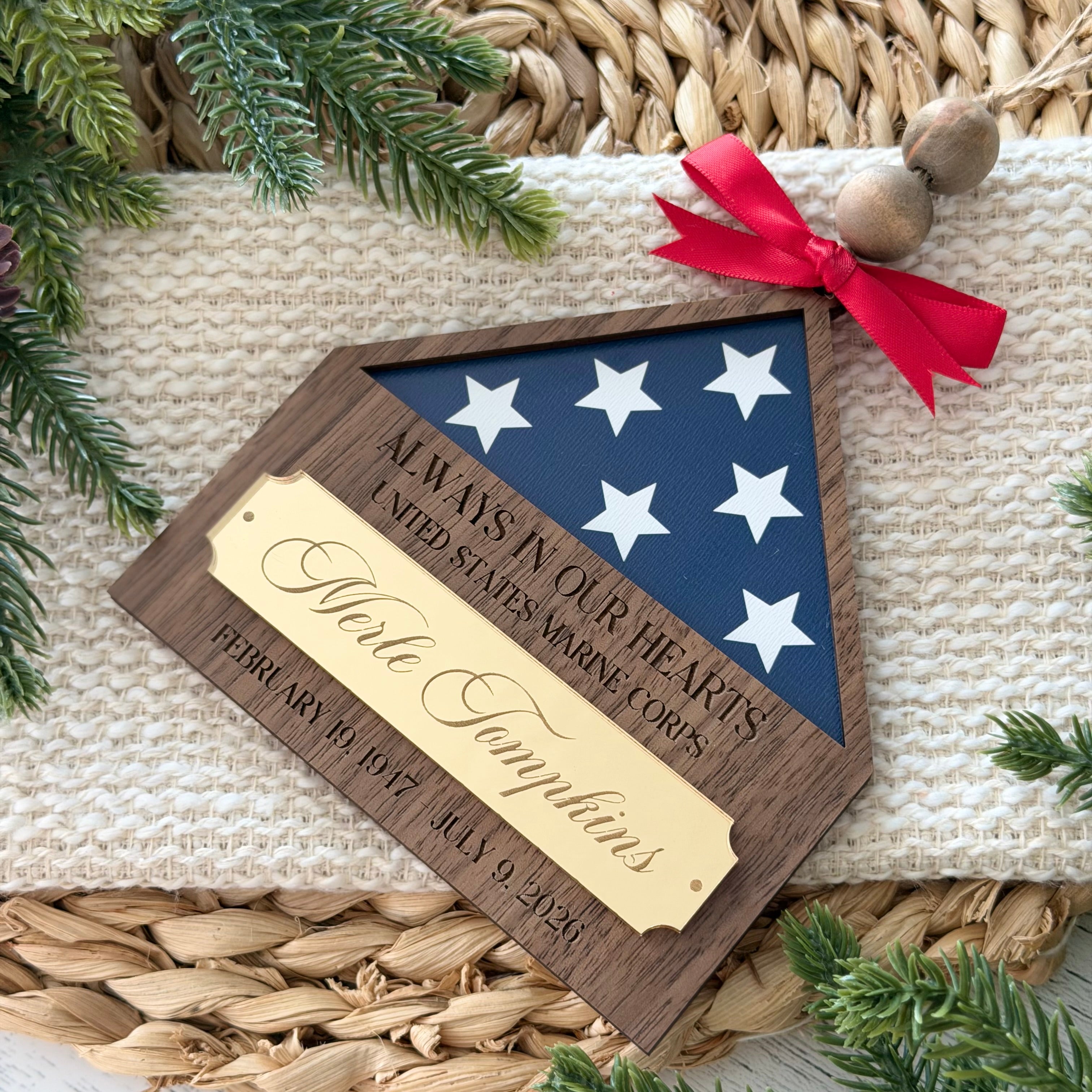 Personalized Military Memorial Christmas Ornament