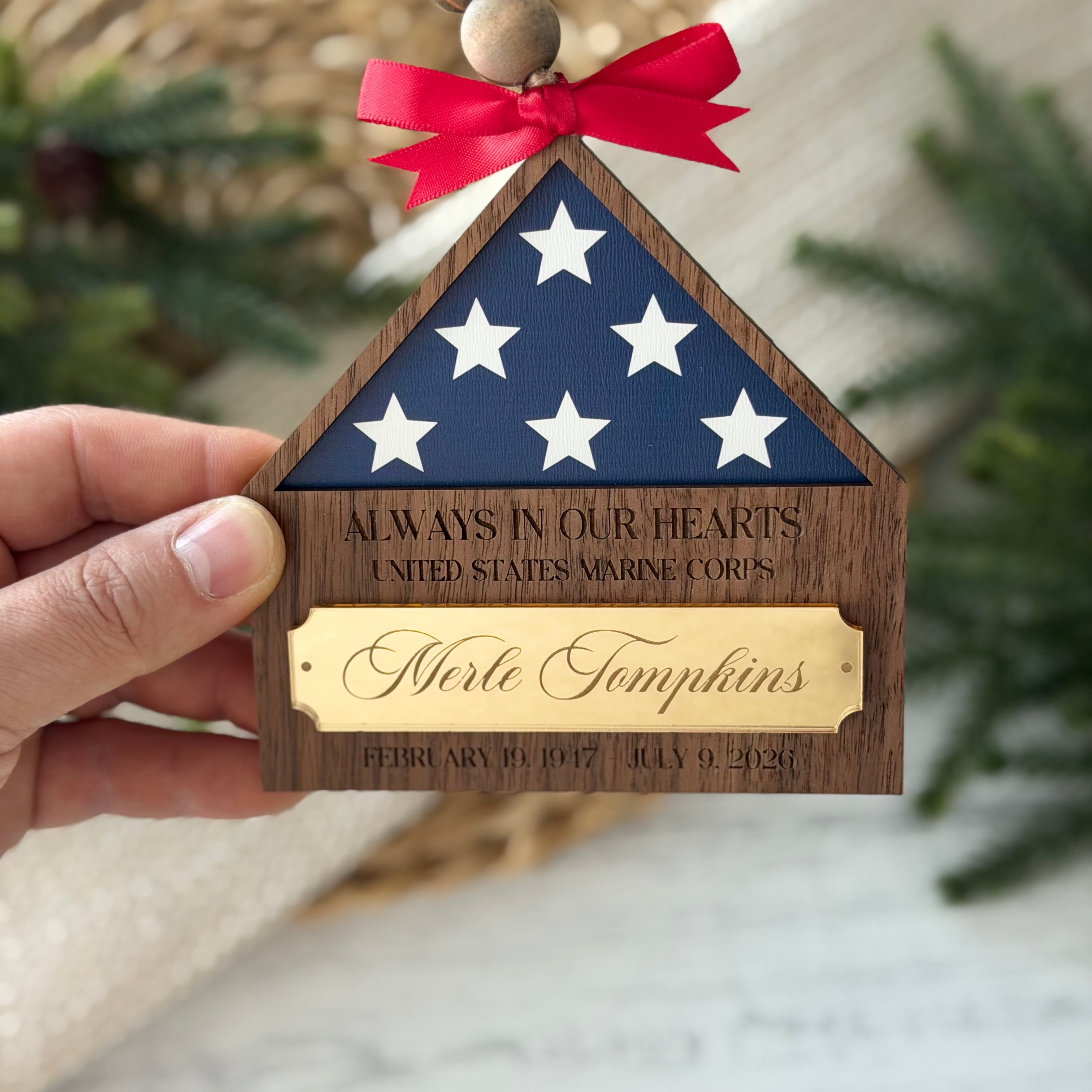 Personalized Military Memorial Christmas Ornament