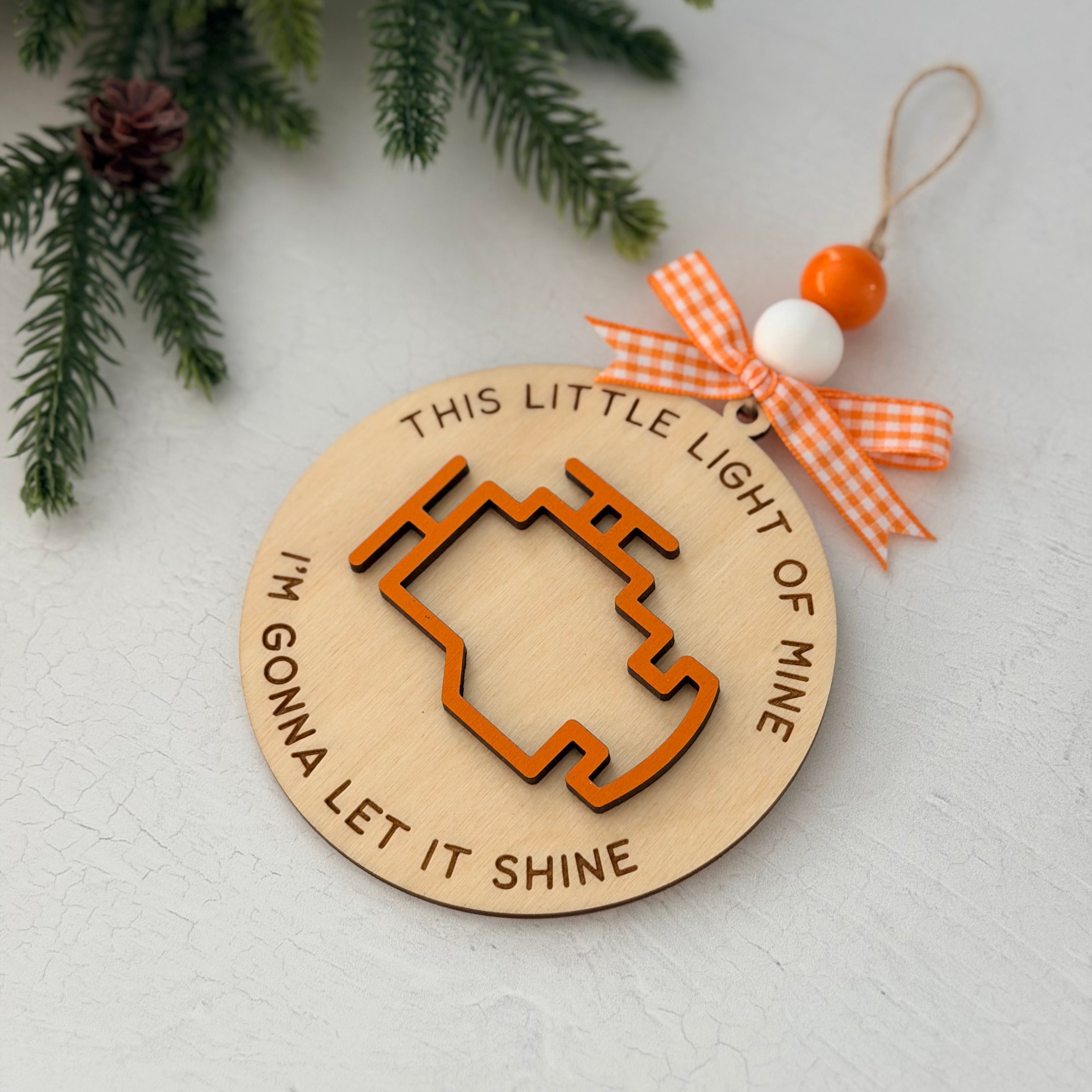 This Little Light Of Mine Check Engine Christmas Ornament