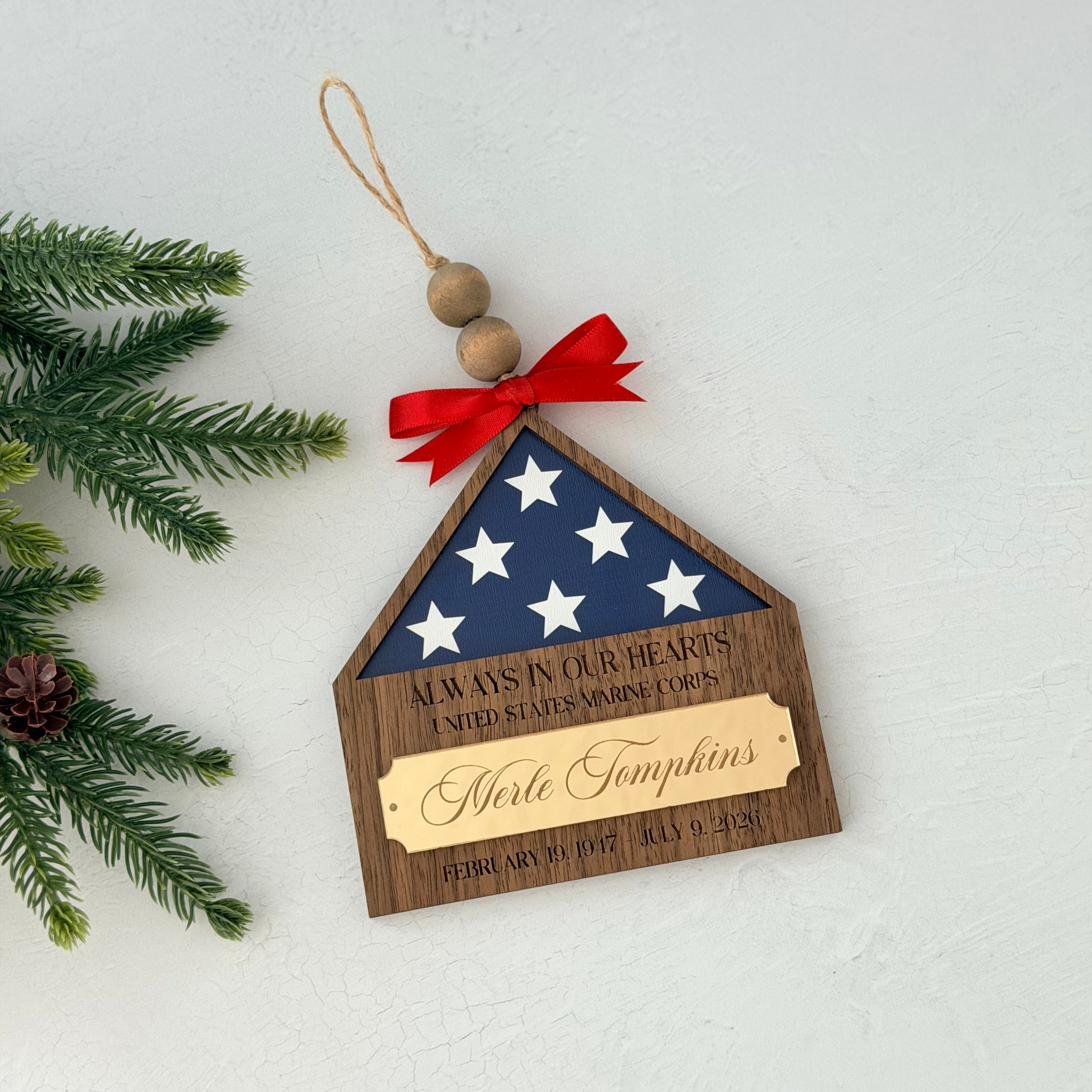 Personalized Military Memorial Christmas Ornament