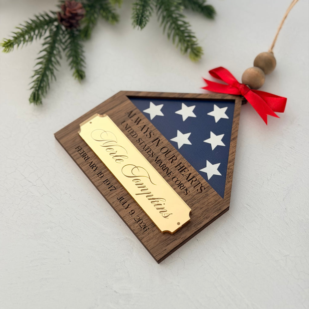 Personalized Military Memorial Christmas Ornament