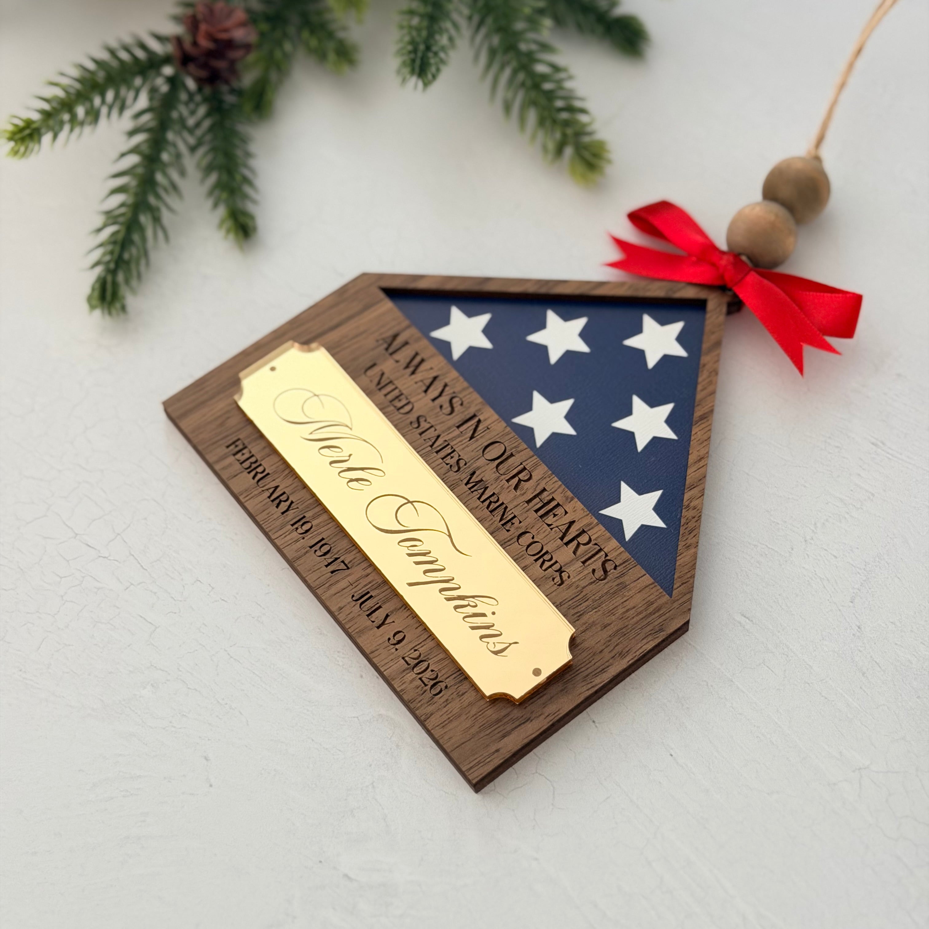 Personalized Military Memorial Christmas Ornament