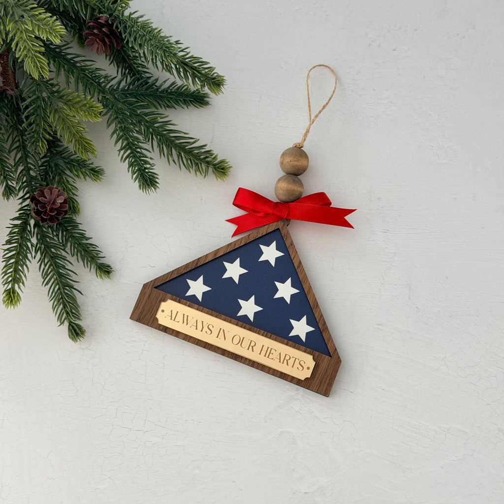 Always In Our Hearts Veteran Memorial Christmas Ornament
