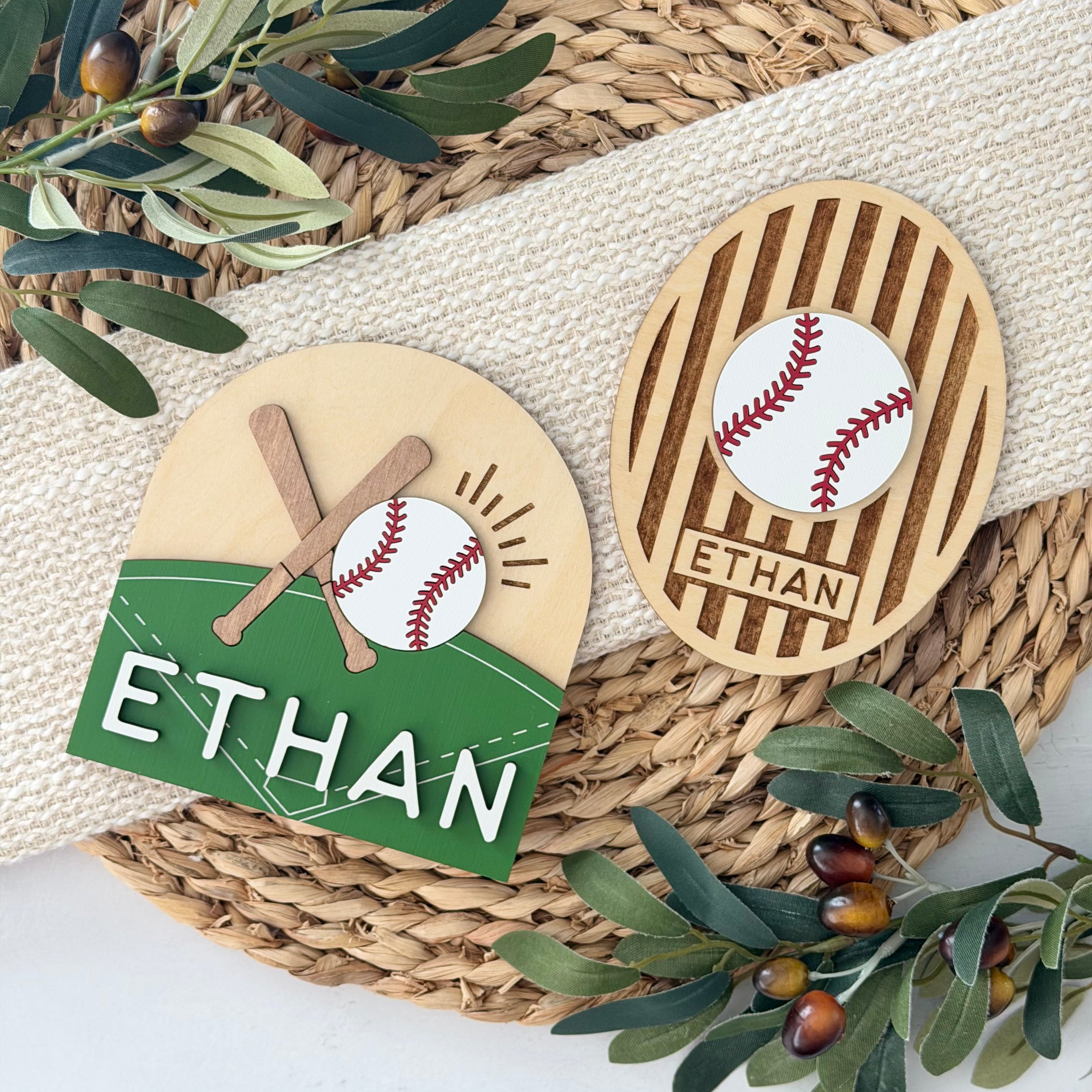 Personalized Baseball Baby Name Sign