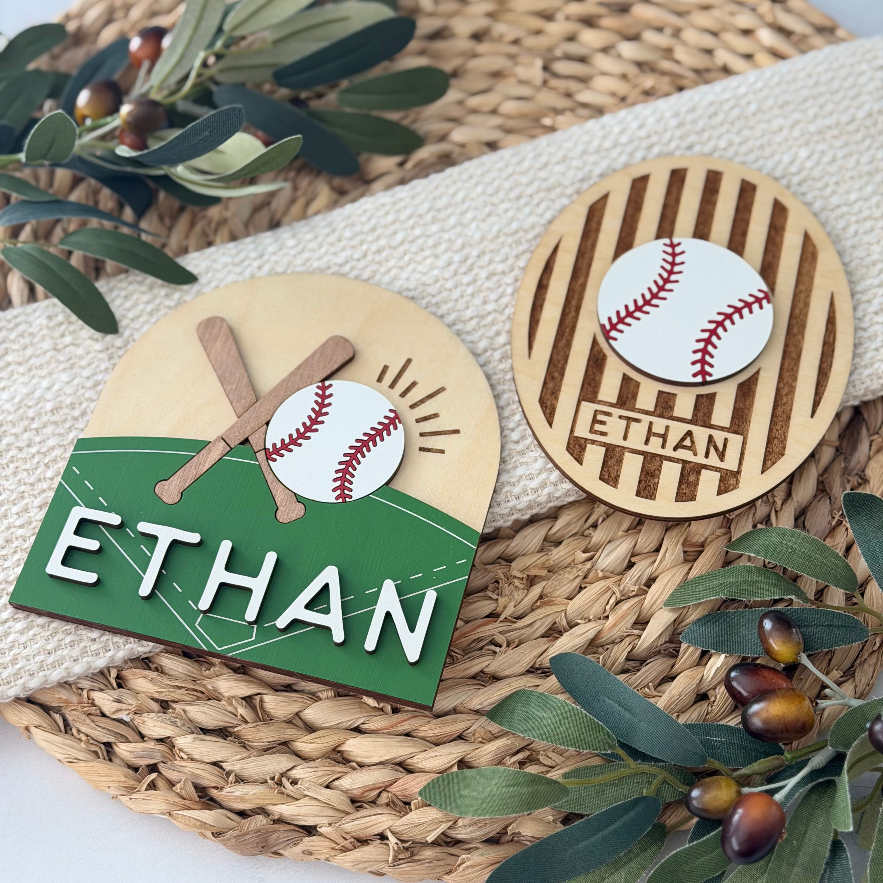 Personalized Baseball Baby Name Sign
