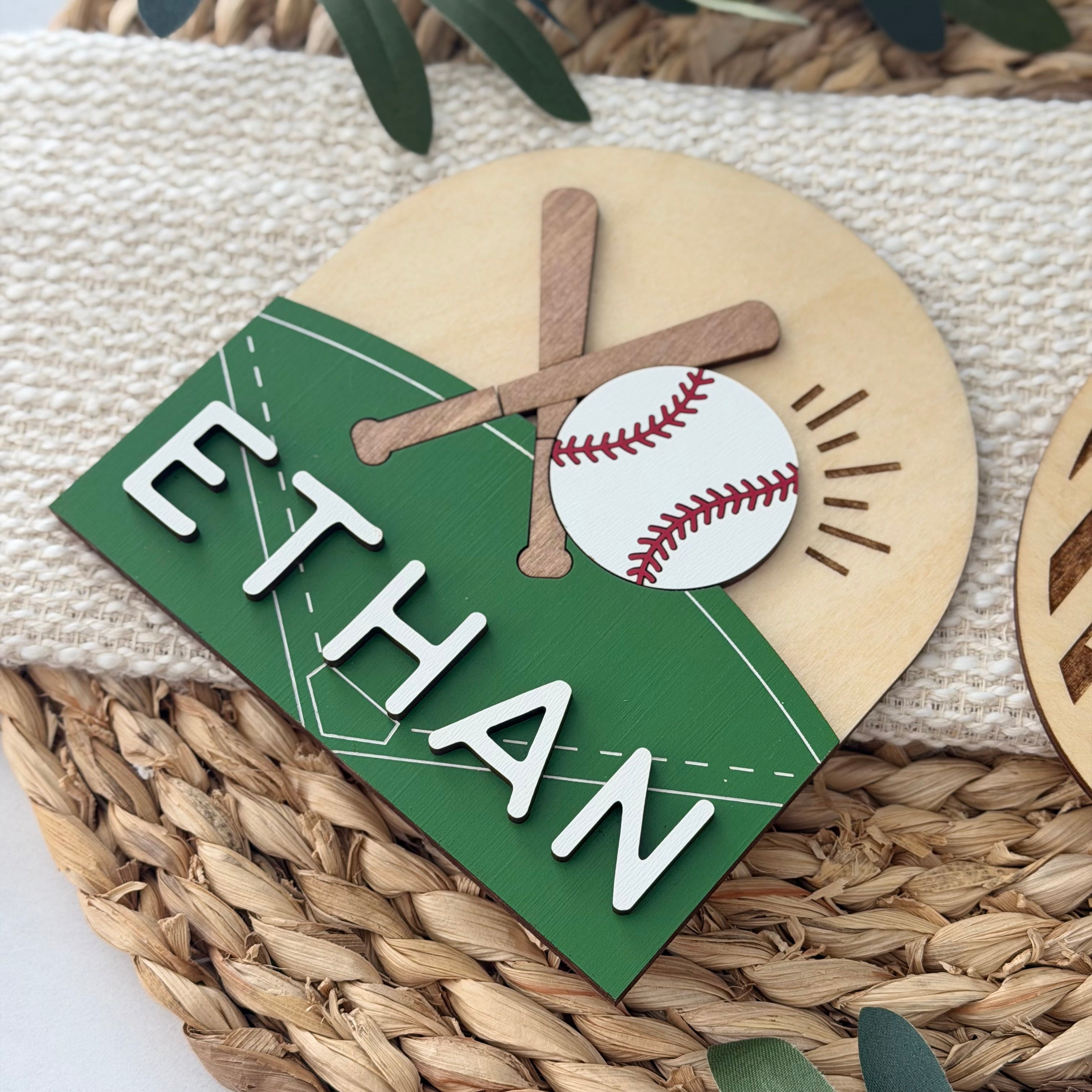 Personalized Baseball Baby Name Sign