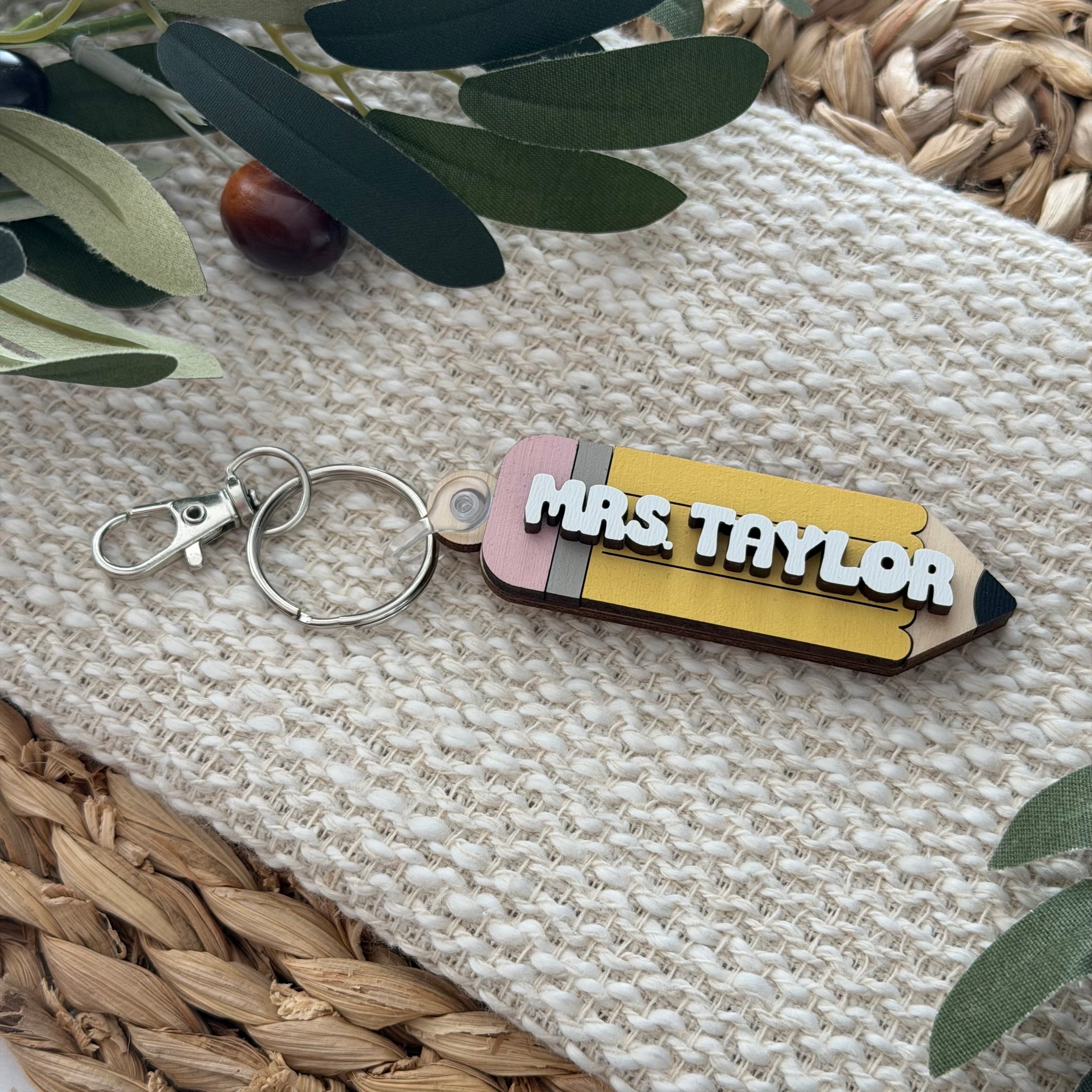Personalized Pencil Keychain