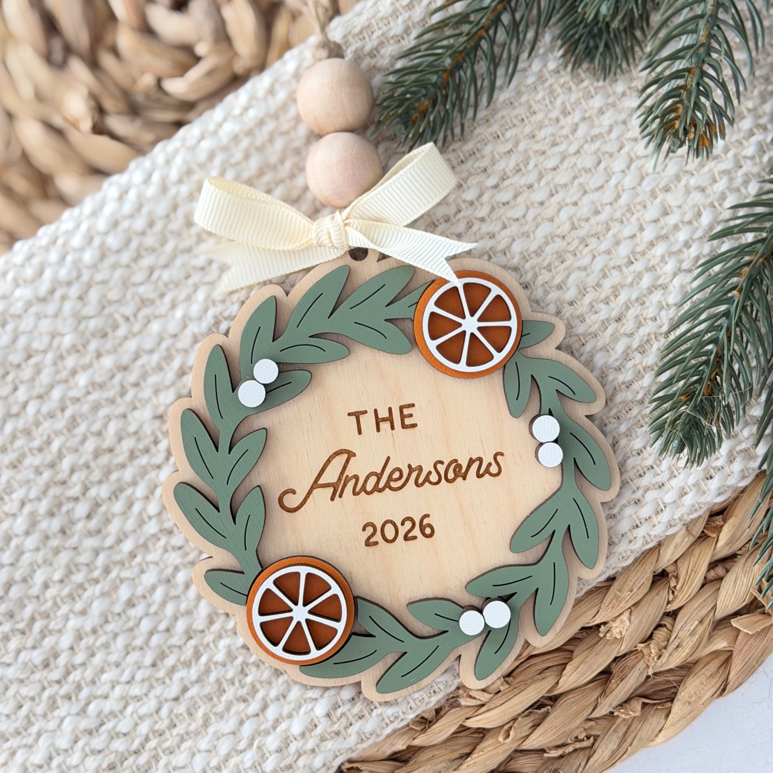 Personalized Family Name Christmas Ornament