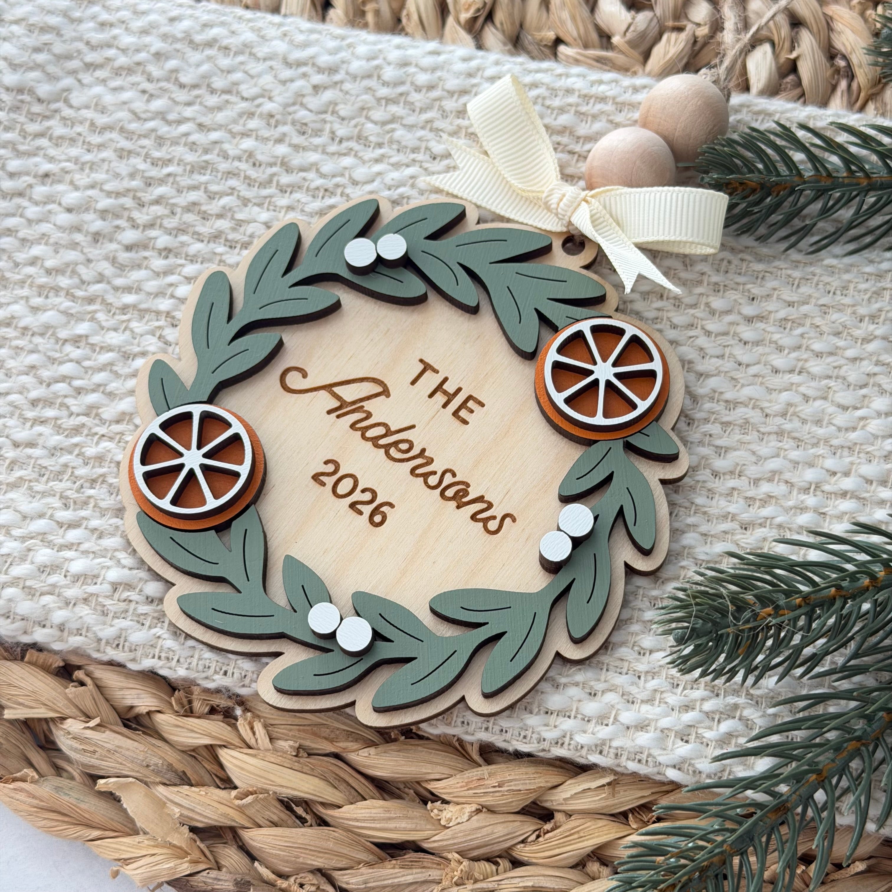 Personalized Family Name Christmas Ornament