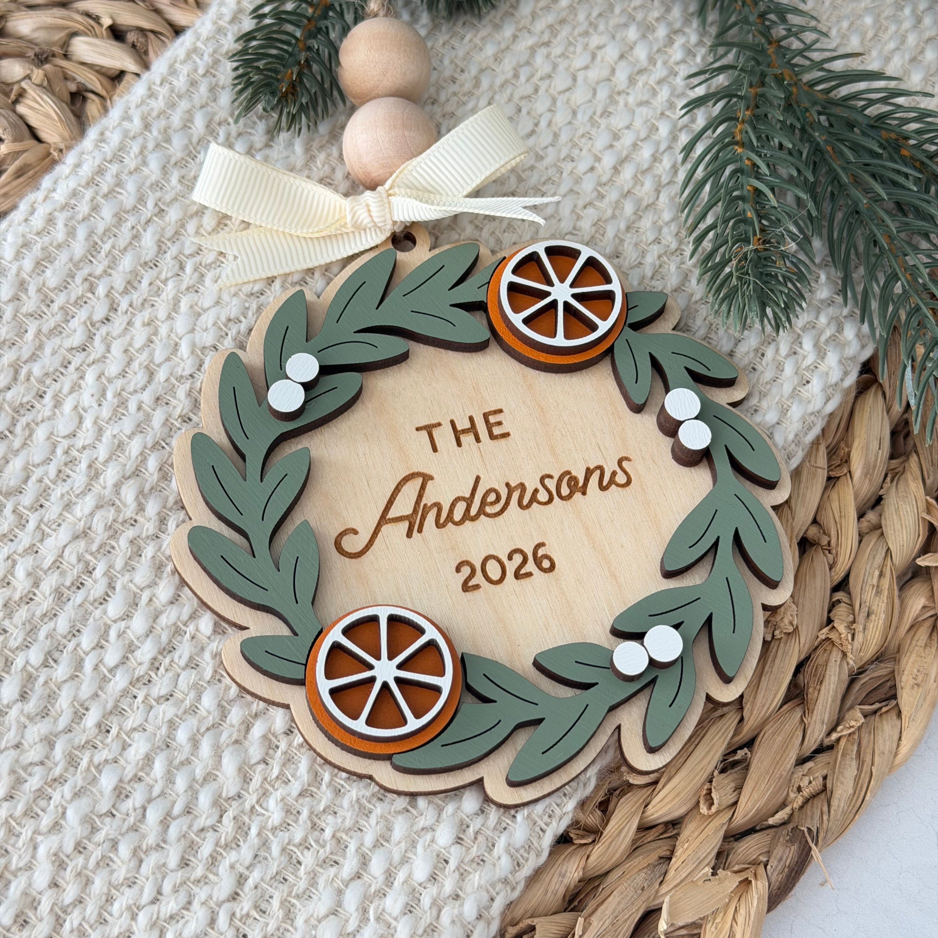 Personalized Family Name Christmas Ornament