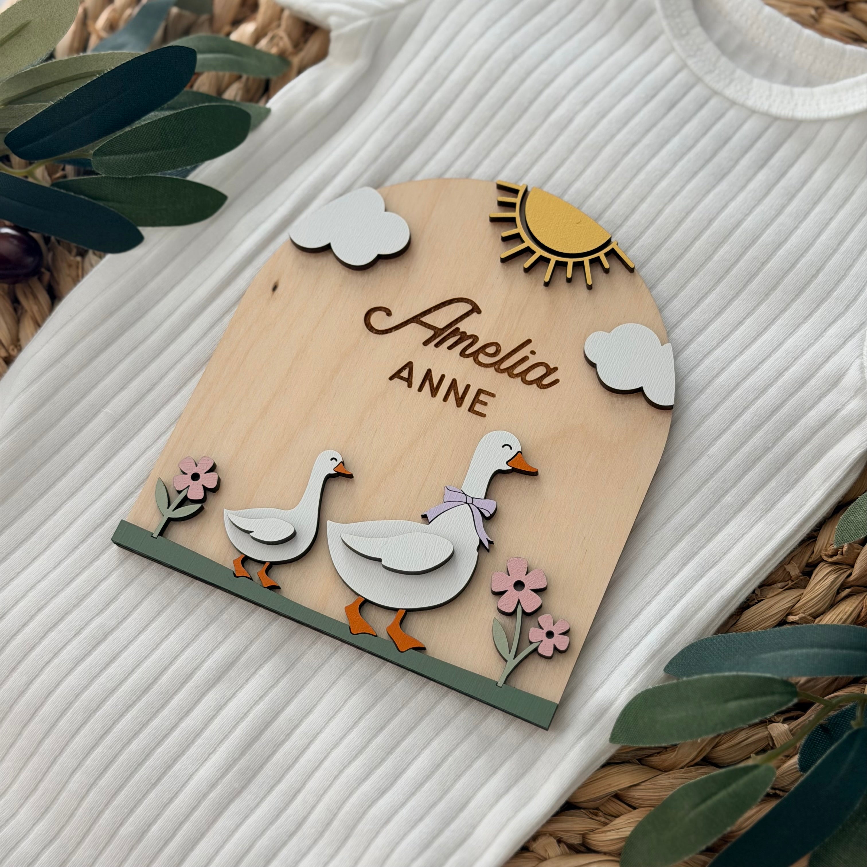 Personalized Goose Baby Name Sign