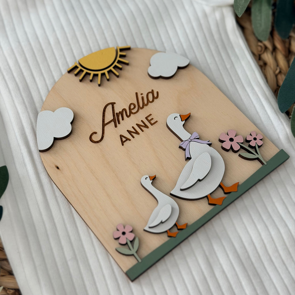 Personalized Goose Baby Name Sign