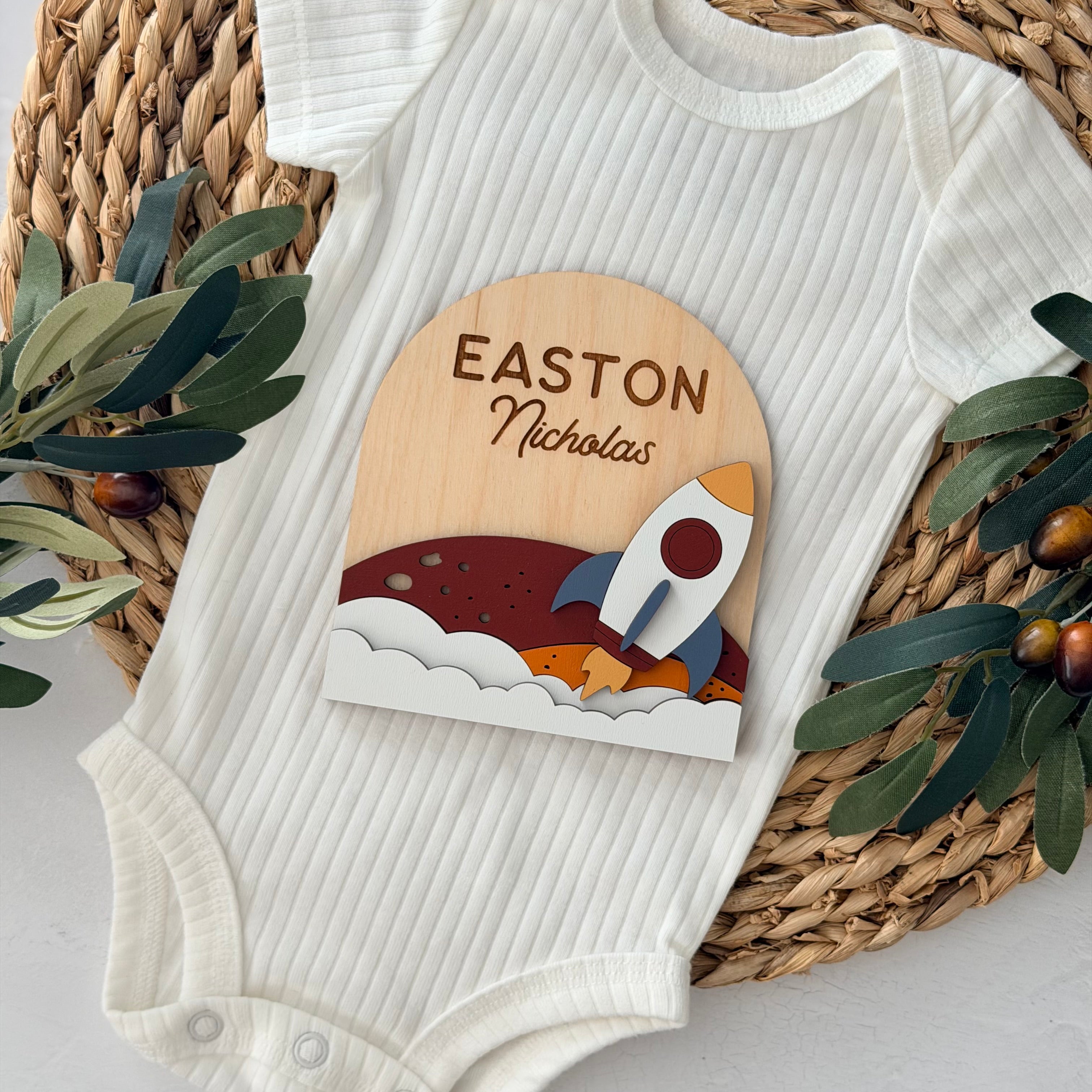 Personalized Rocket Baby Name Sign