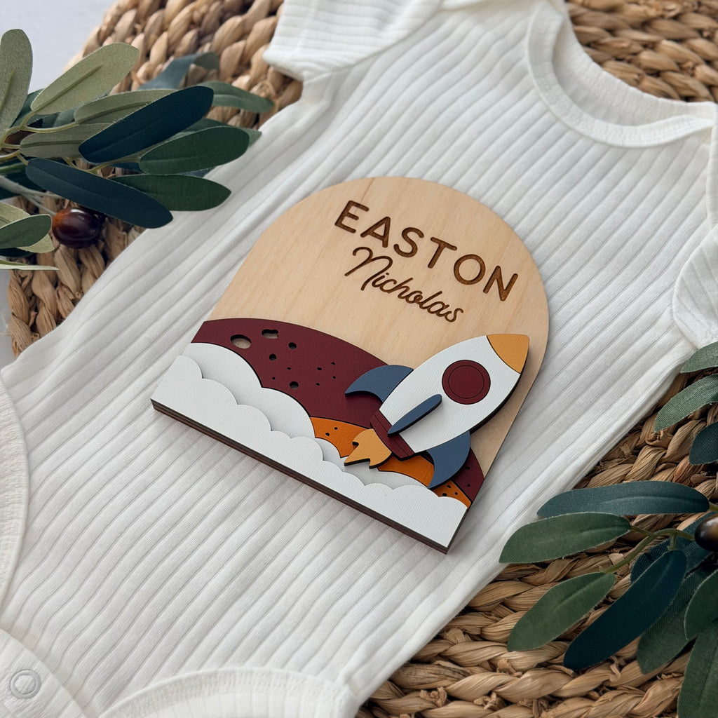 Personalized Rocket Baby Name Sign