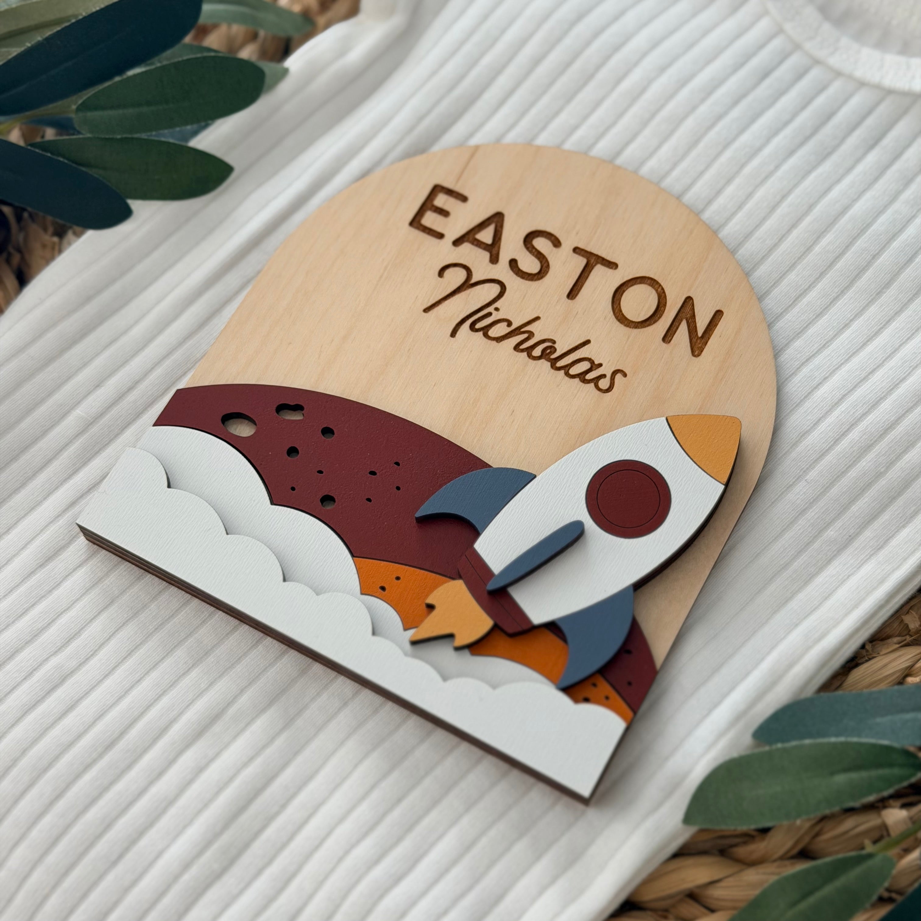 Personalized Rocket Baby Name Sign