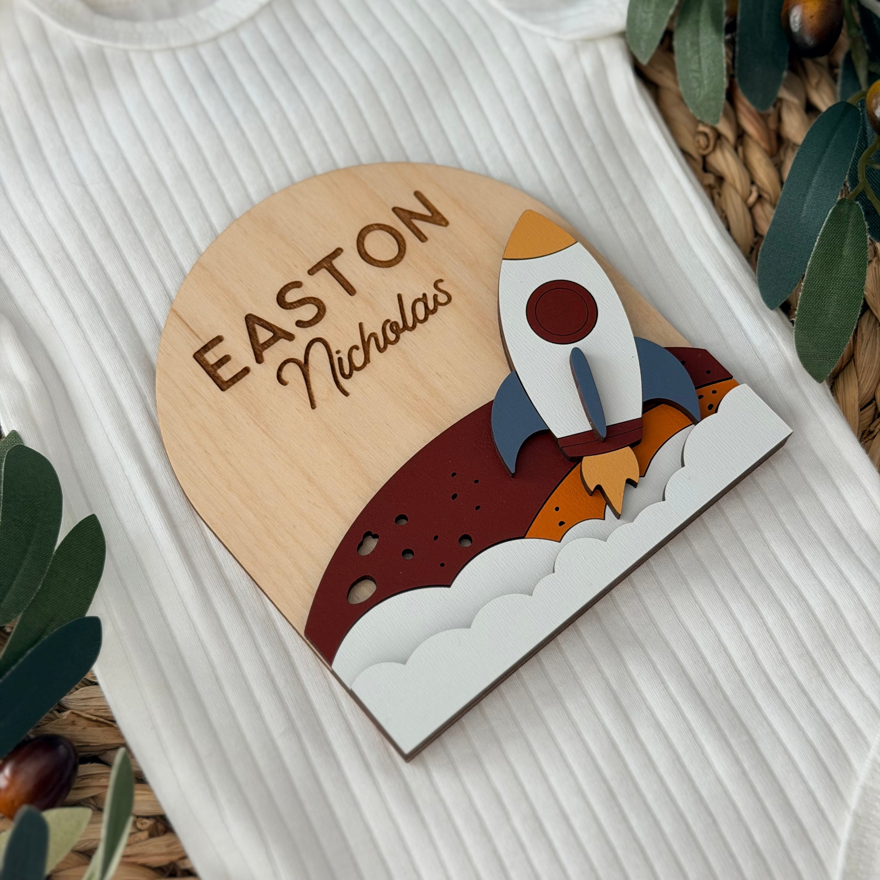 Personalized Rocket Baby Name Sign
