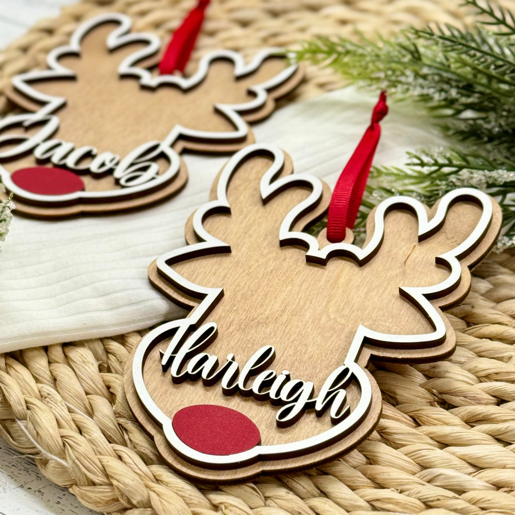 Reindeer Personalized Name Christmas Ornament