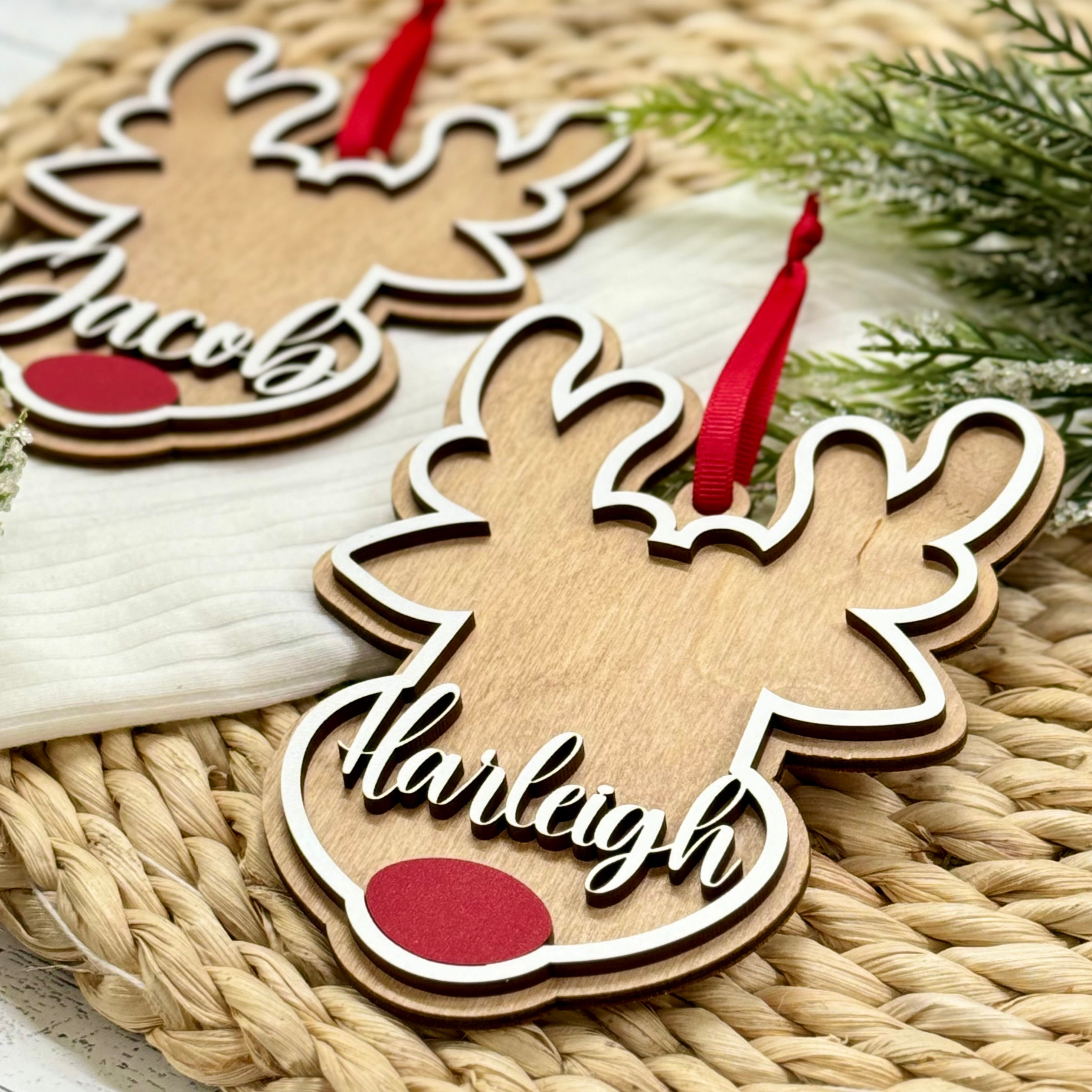 Reindeer Personalized Name Christmas Ornament