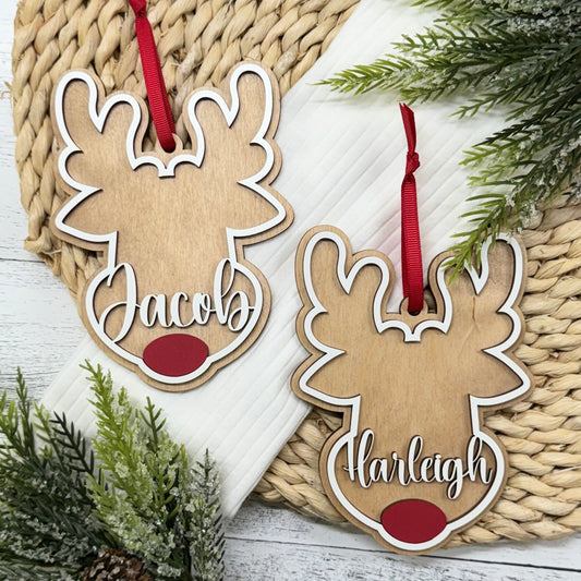 Reindeer Personalized Name Christmas Ornament