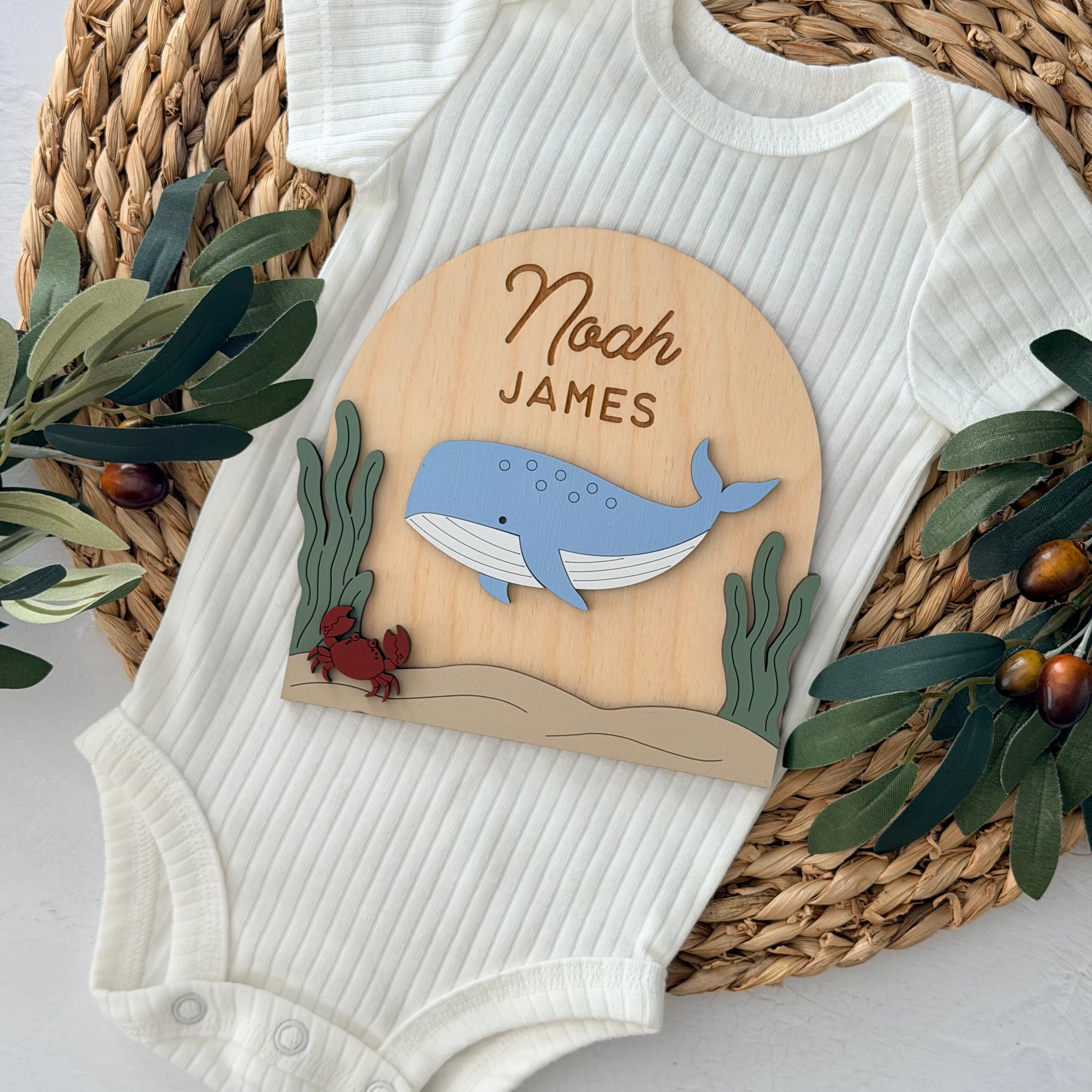 Personalized Whale Baby Name Sign