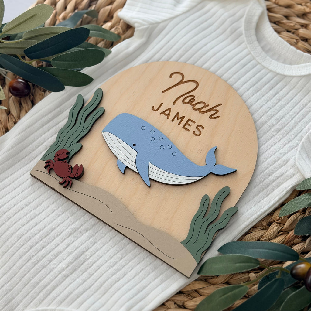 Personalized Whale Baby Name Sign