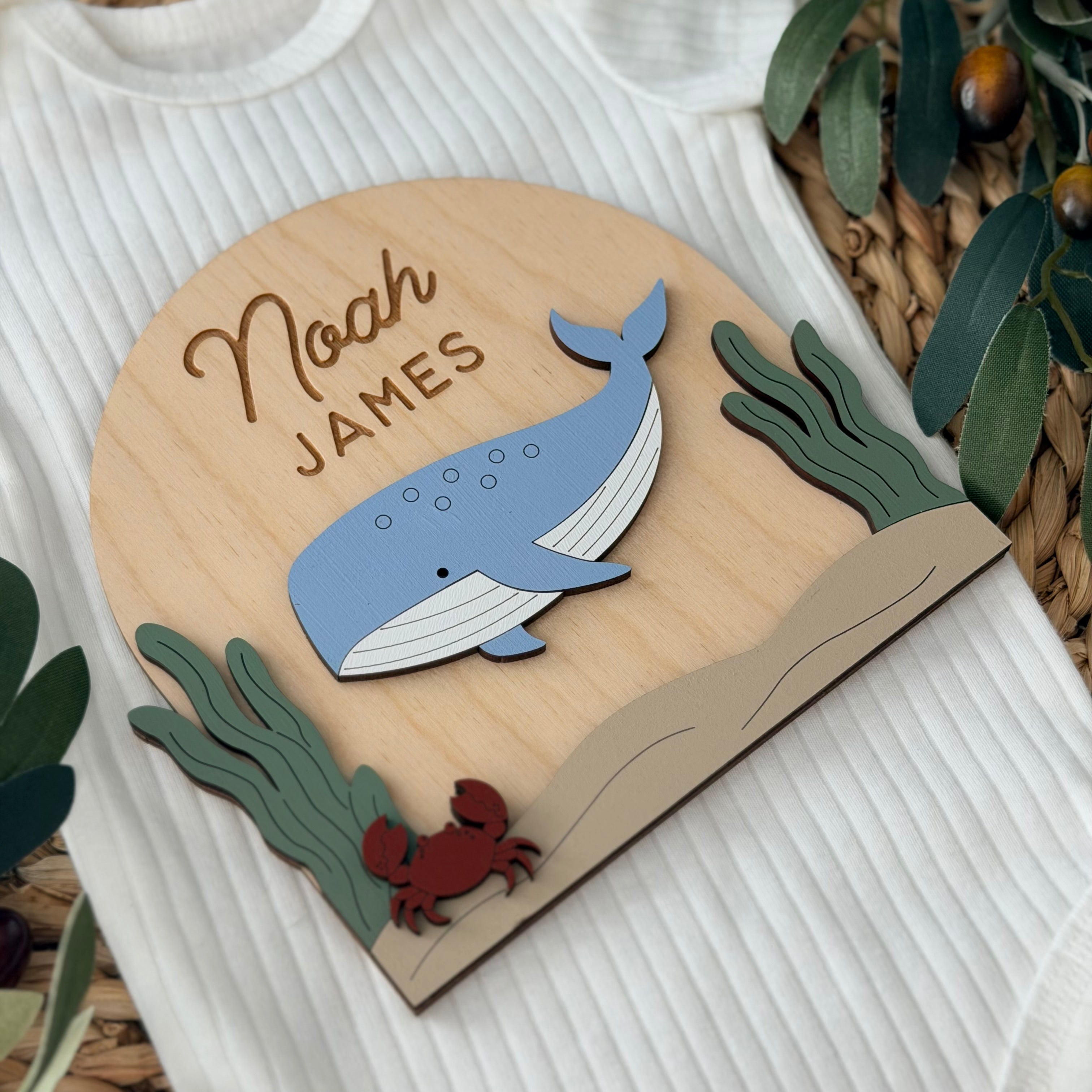 Personalized Whale Baby Name Sign