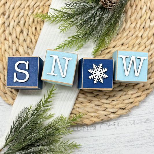 SET | Winter Stacking Word Wooden Blocks