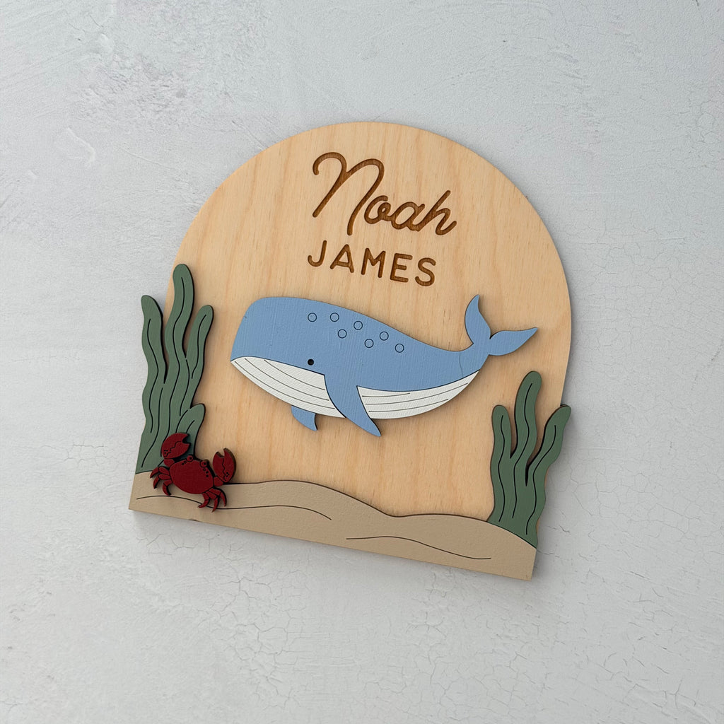 Personalized Whale Baby Name Sign