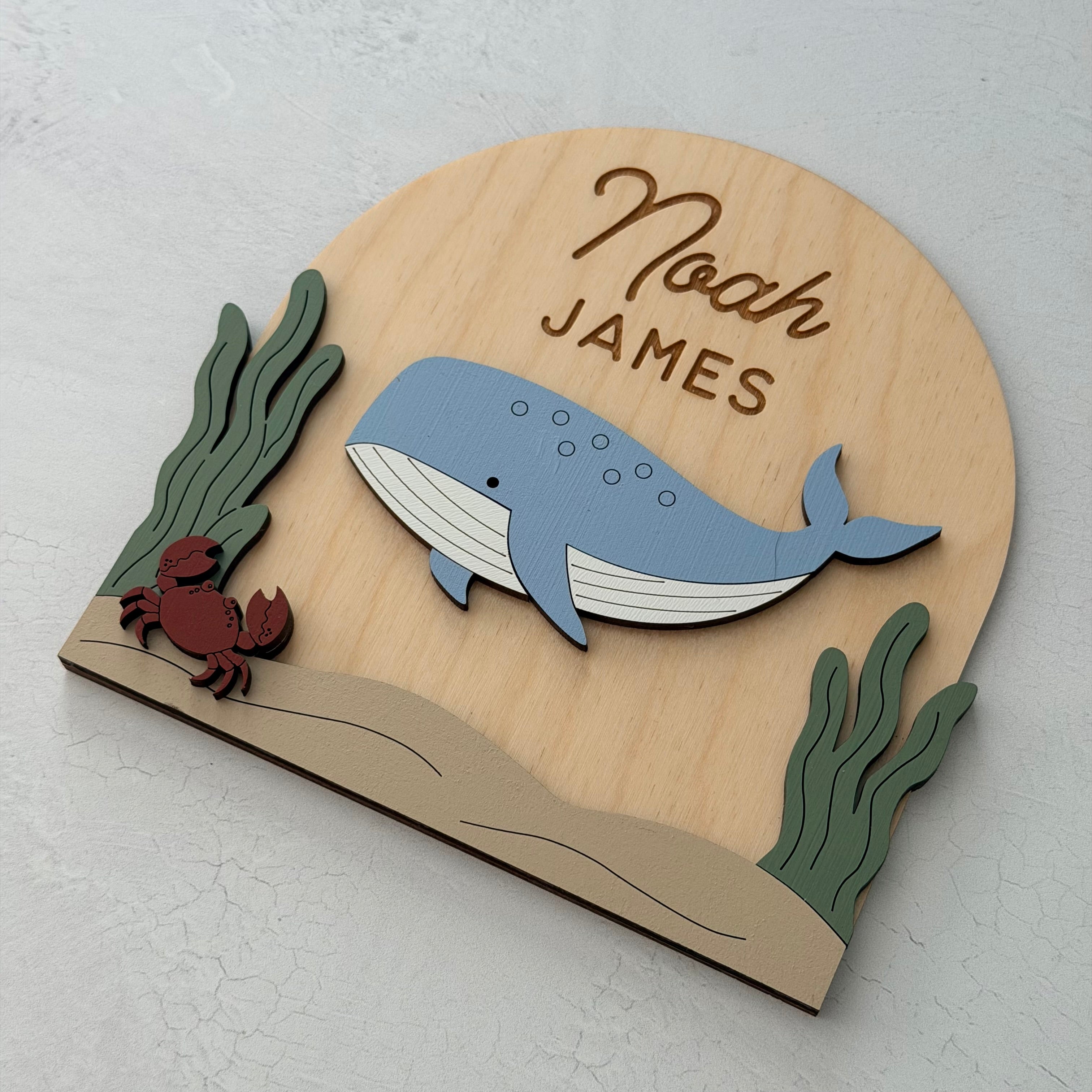 Personalized Whale Baby Name Sign