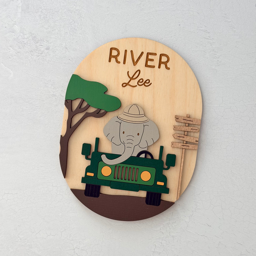 Personalized Safari Baby Name Sign