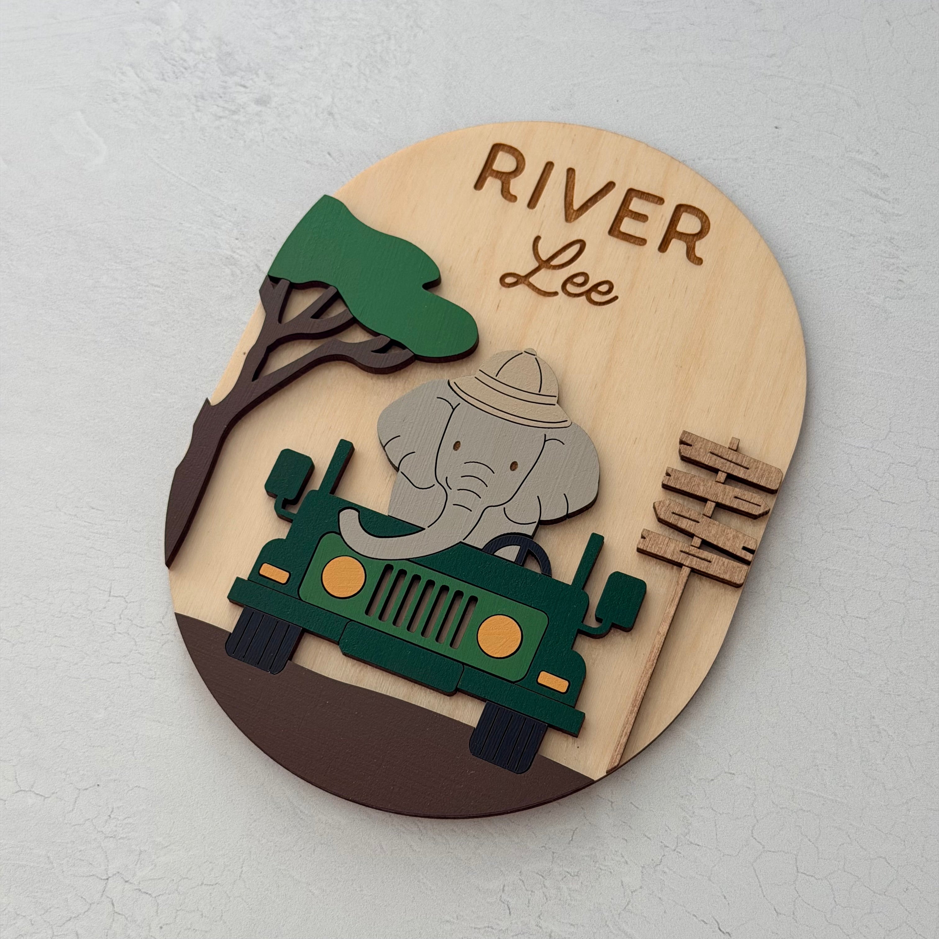 Personalized Safari Baby Name Sign